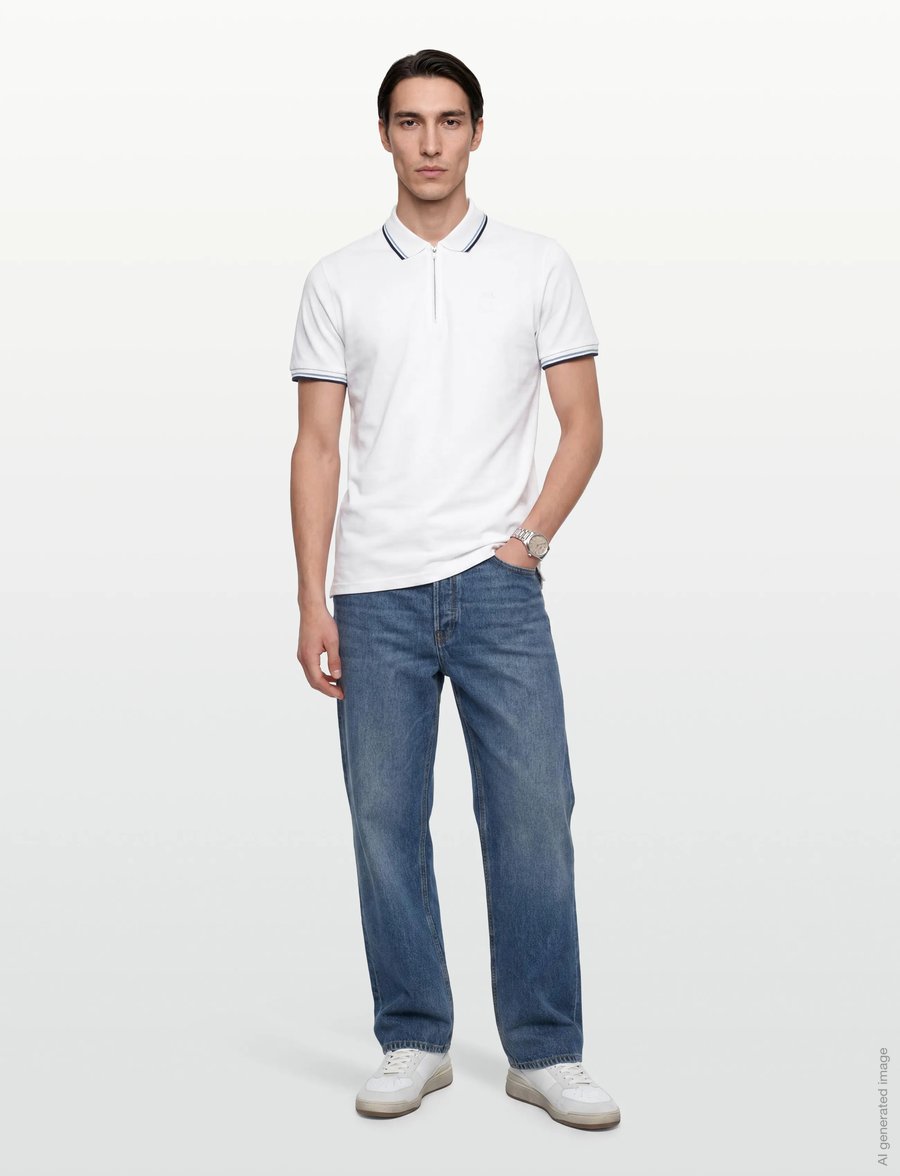 Lindbergh - Polo shirt w. contrast piping - kurzärmelig - white wave - 0
