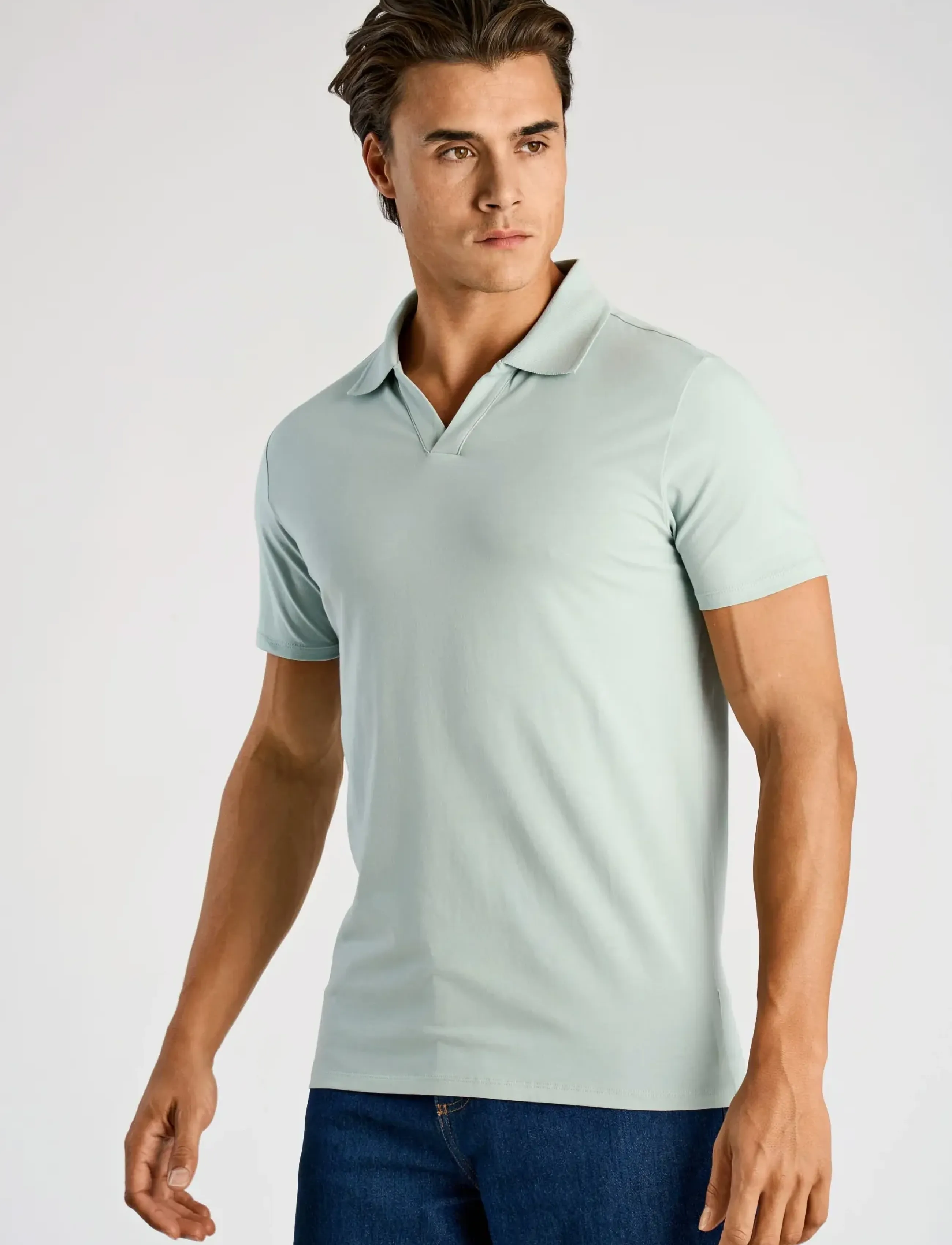 Lindbergh - Stretch polo shirt S/S - kortærmede poloer - dusty aqua - 3
