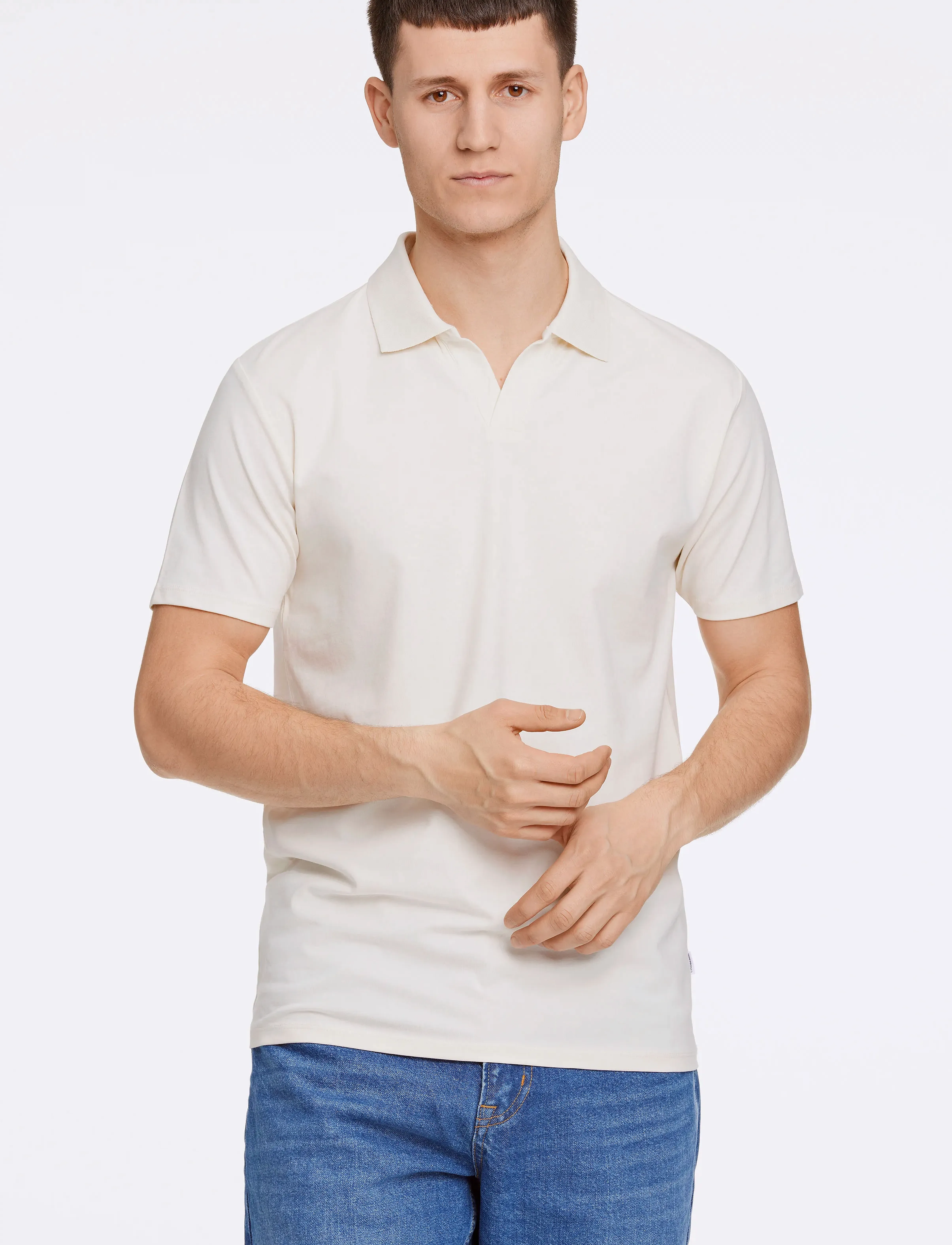 Lindbergh Stretch polo shirt S/S - Poloer - PEARL WHITE / cream