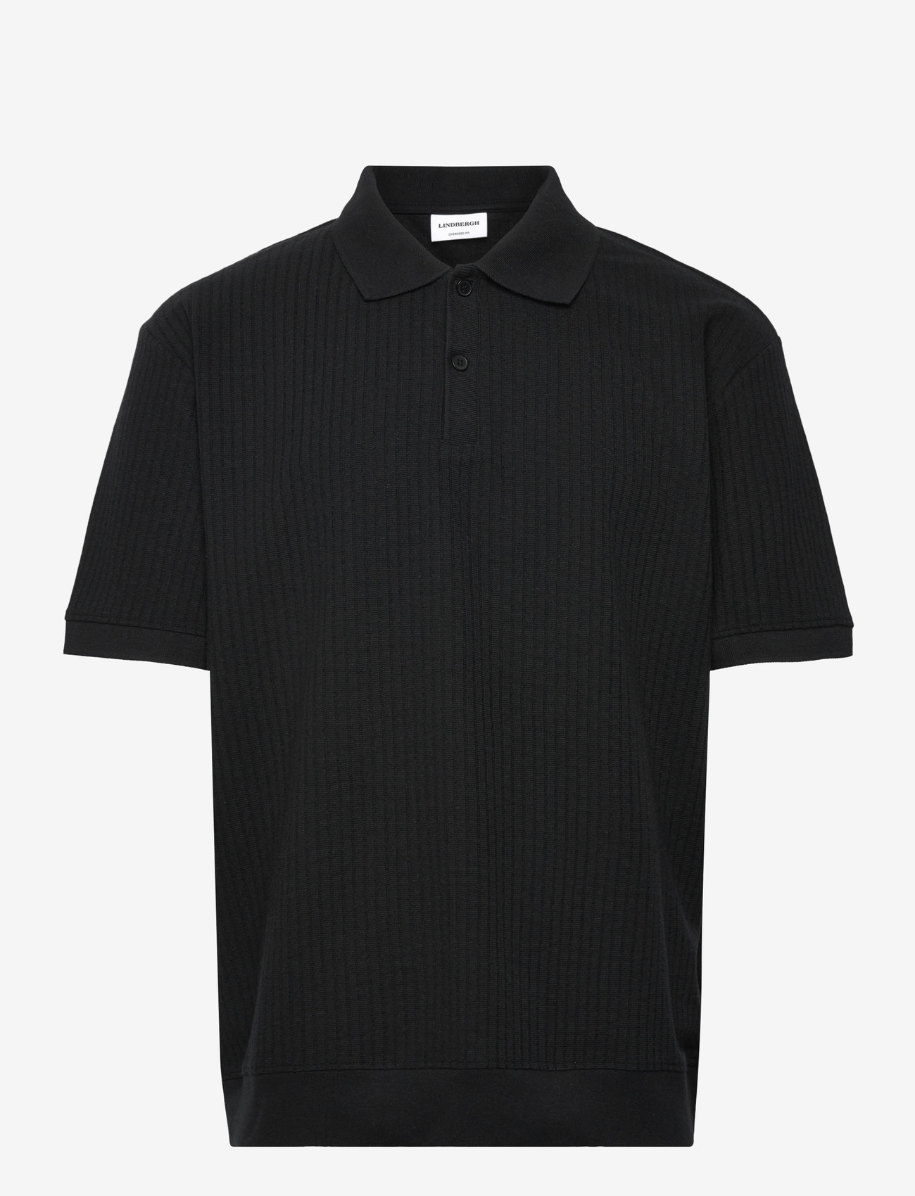 Lindbergh - Oversized jacquard polo S/S - kortærmede poloer - black - 1