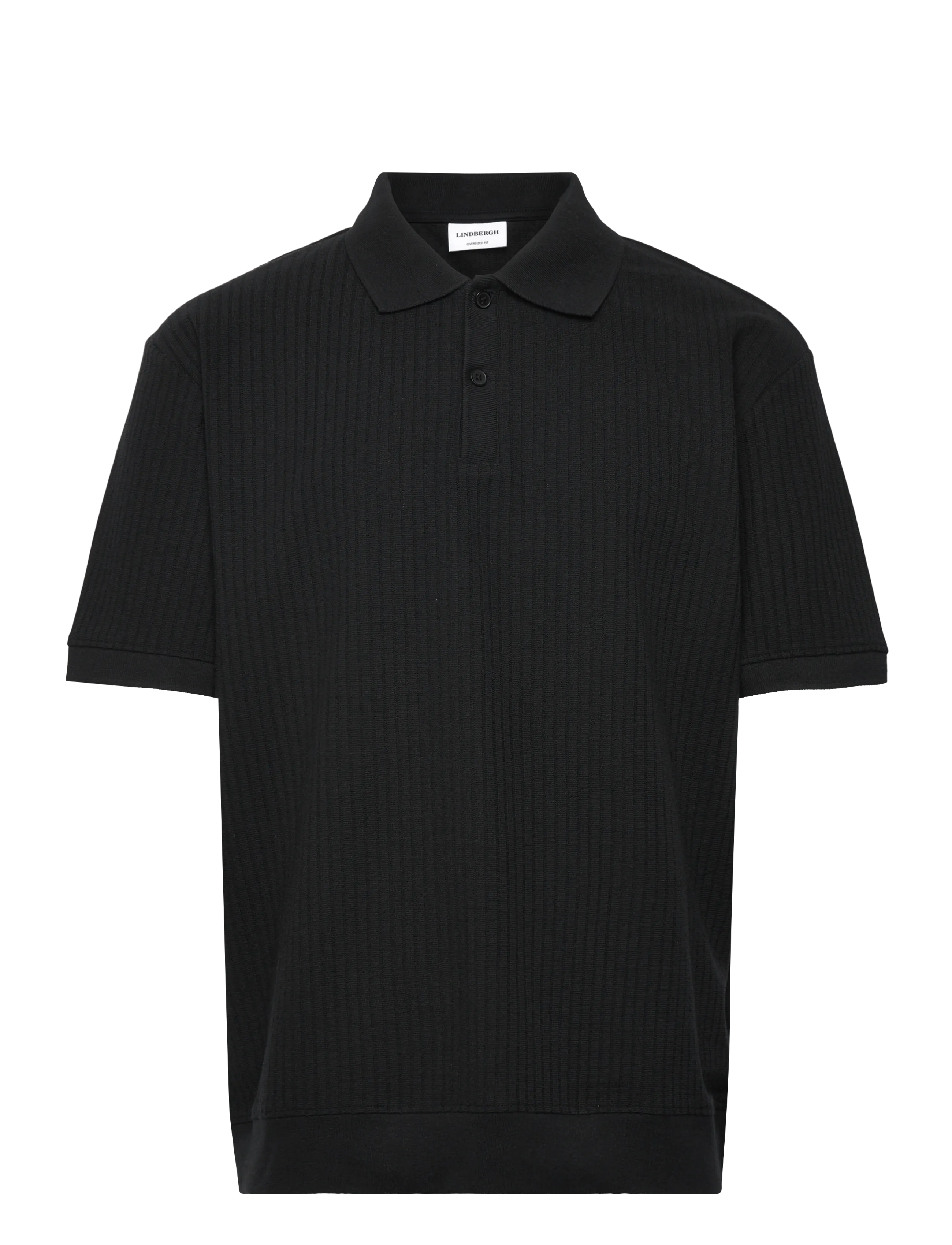 Lindbergh Oversized jacquard polo S/S - Kläder - BLACK / black