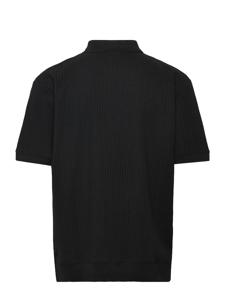 Lindbergh - Oversized jacquard polo S/S - short-sleeved polos - black - 2
