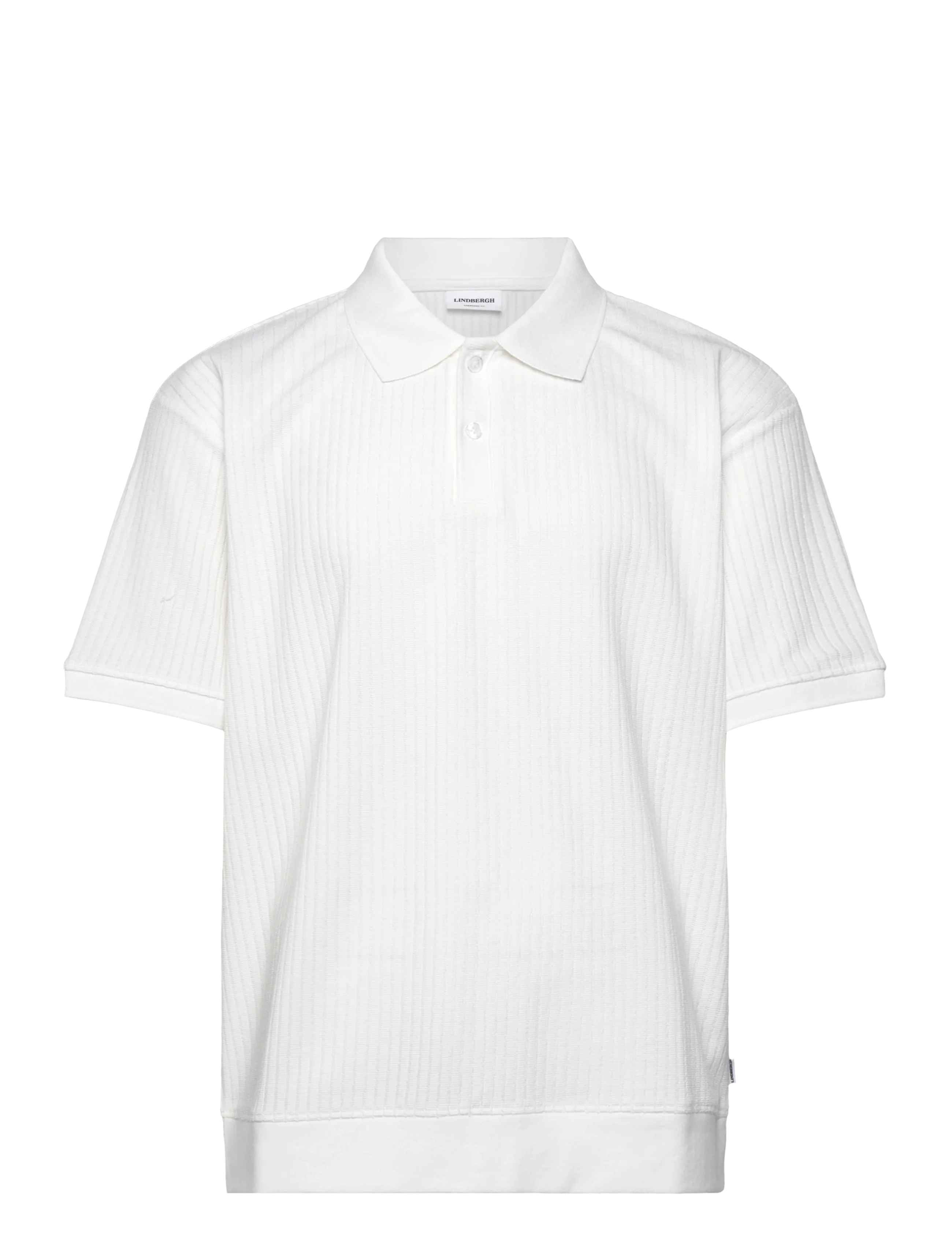 Lindbergh Oversized jacquard polo S/S - Poloer - OFF WHITE / white