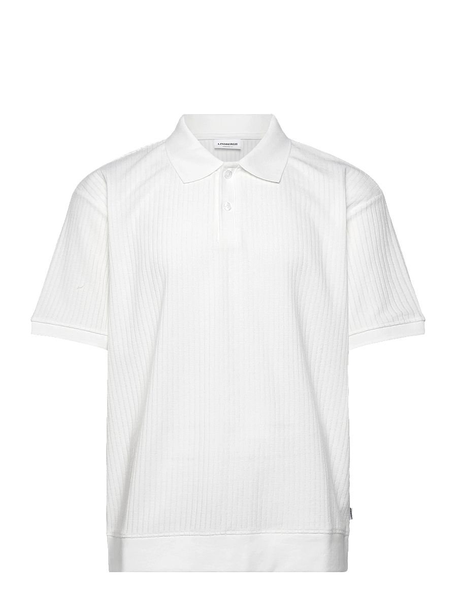 Lindbergh - Oversized jacquard polo S/S - kortärmade pikéer - off white - 1