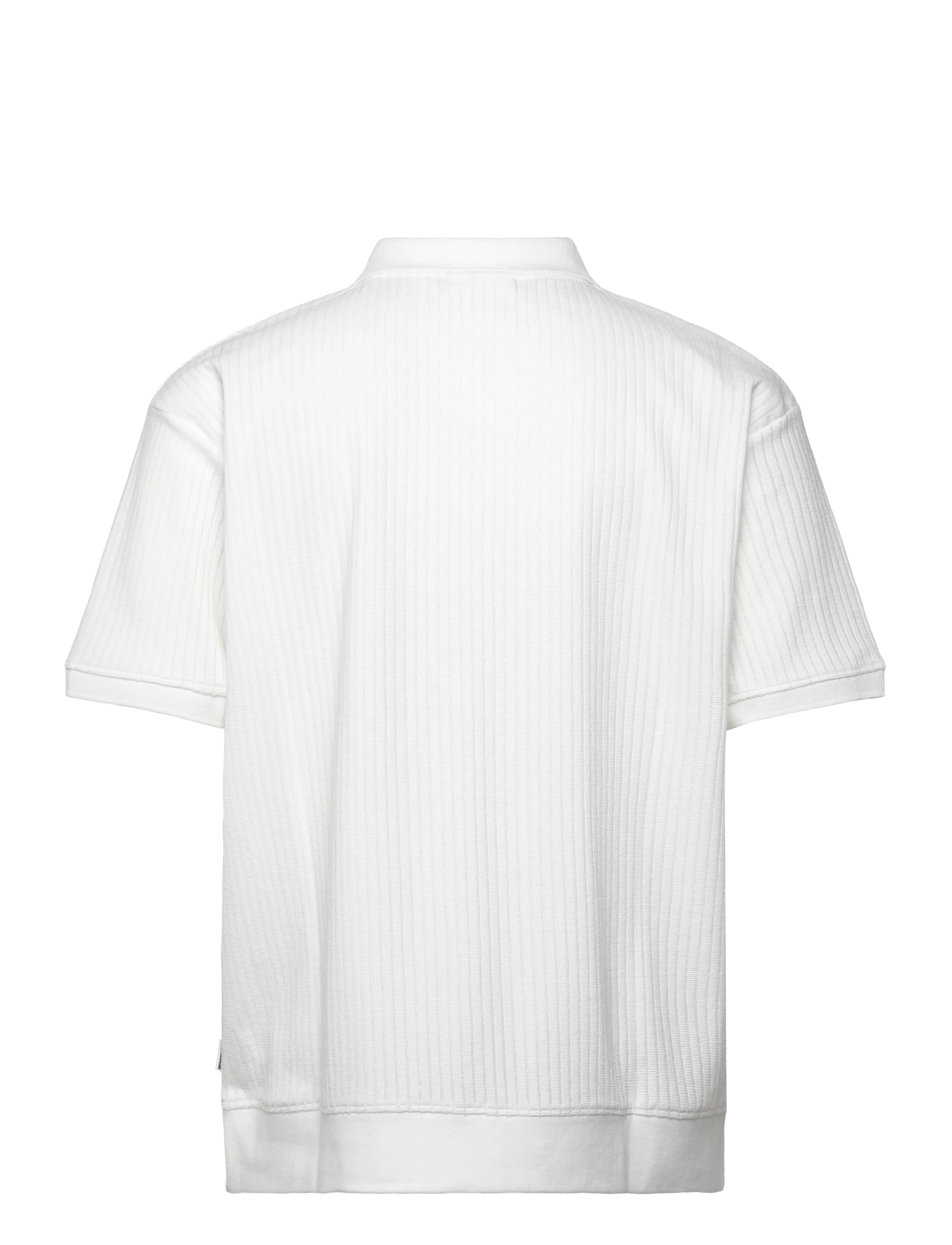 Lindbergh - Oversized jacquard polo S/S - short-sleeved polos - off white - 2