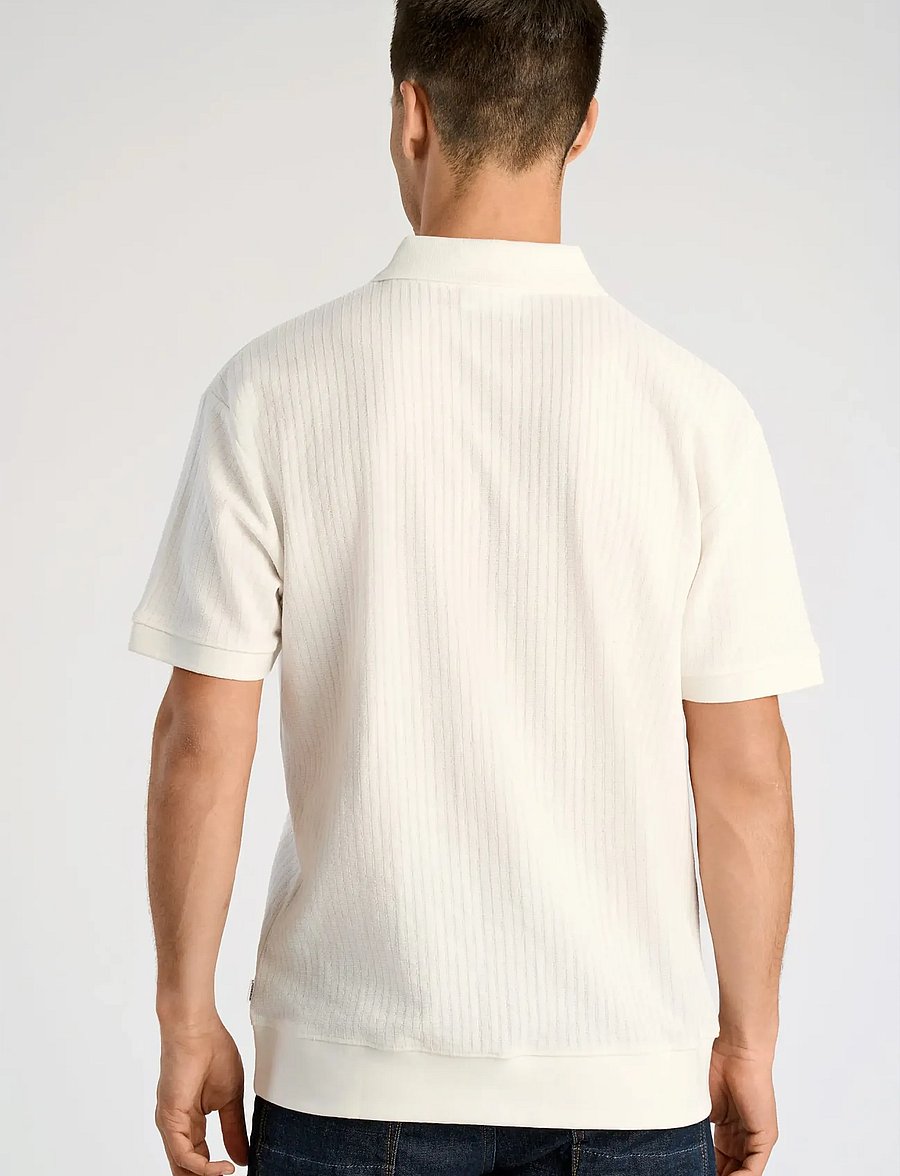 Lindbergh - Oversized jacquard polo S/S - kortärmade pikéer - off white - 4