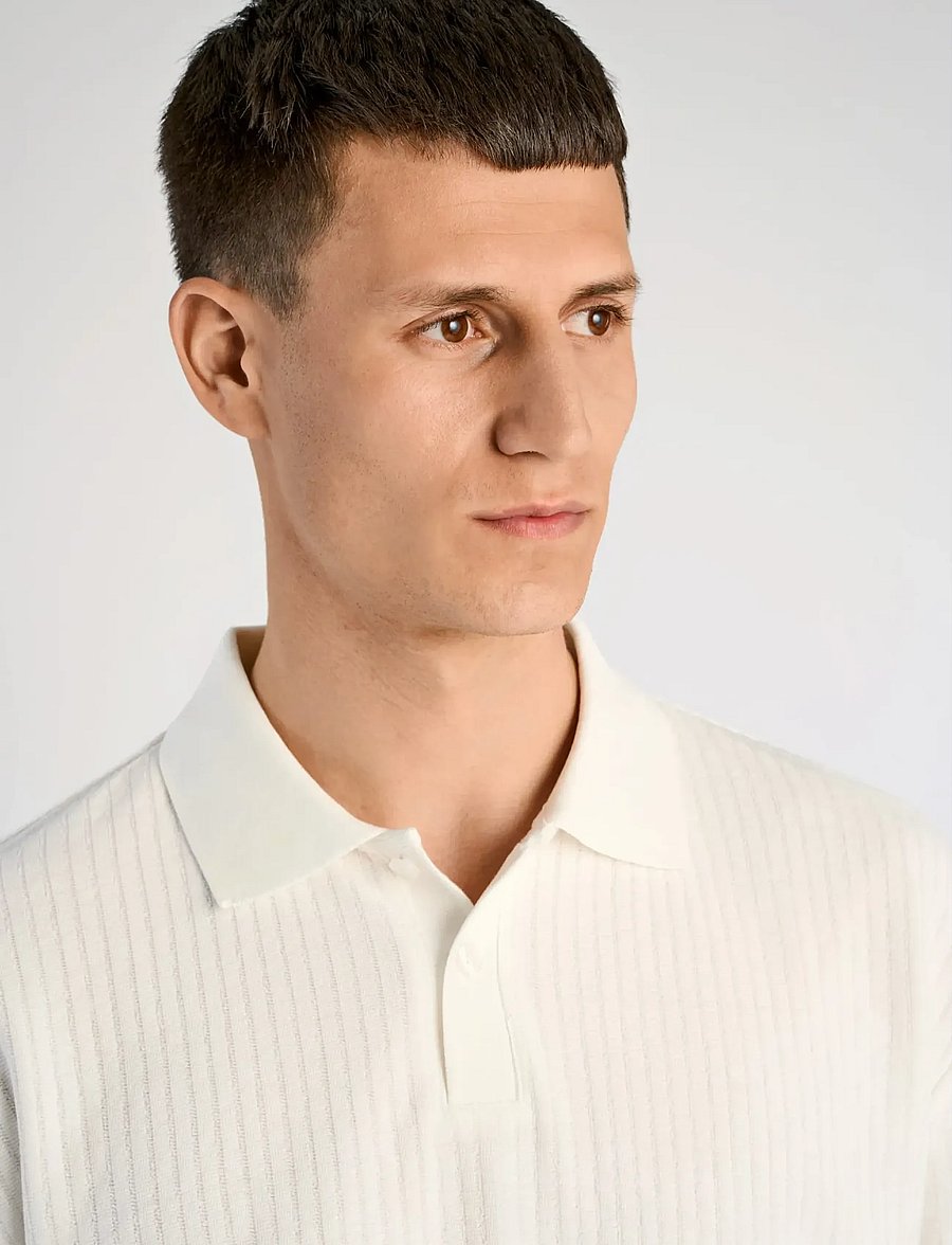 Lindbergh - Oversized jacquard polo S/S - kortärmade pikéer - off white - 5