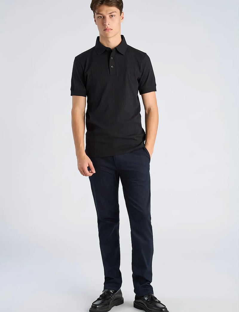 Lindbergh - Needle drop polo S/S - kortærmede poloer - dusty black - 0