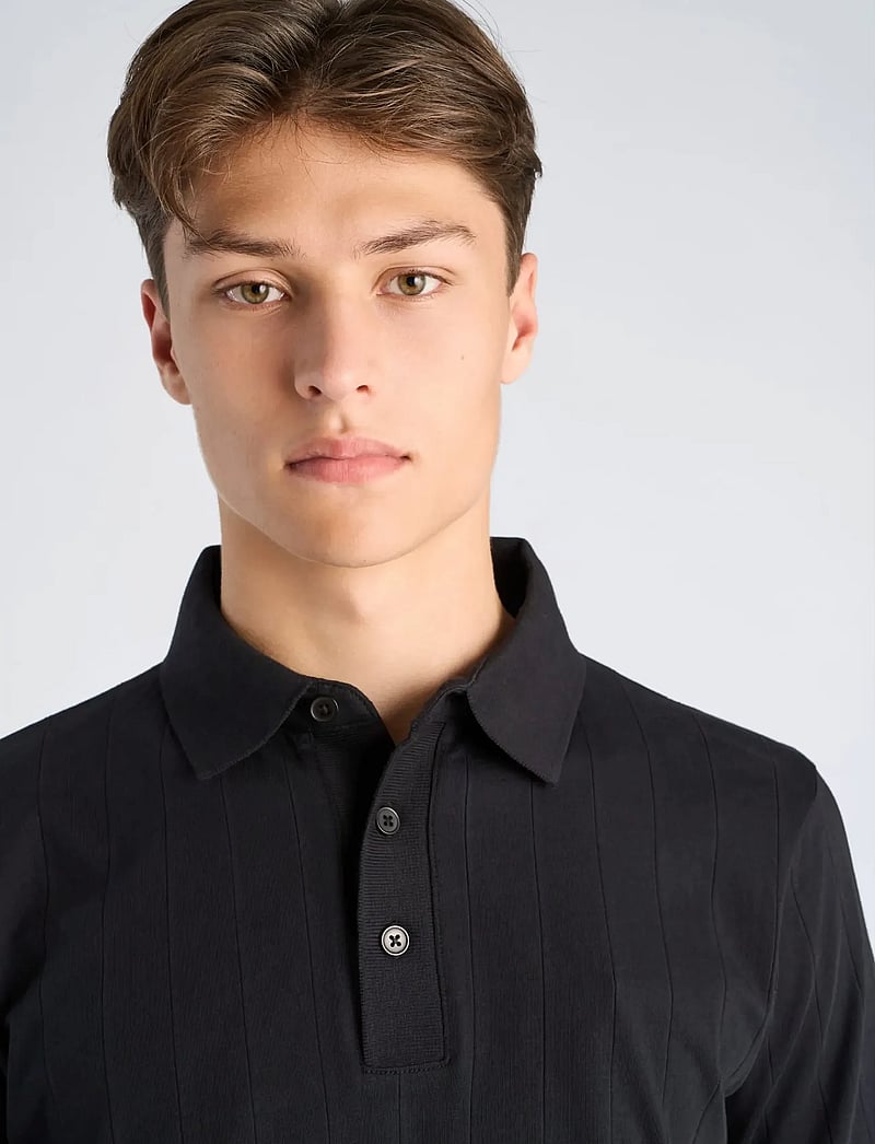 Lindbergh - Needle drop polo S/S - kortærmede poloer - dusty black - 5