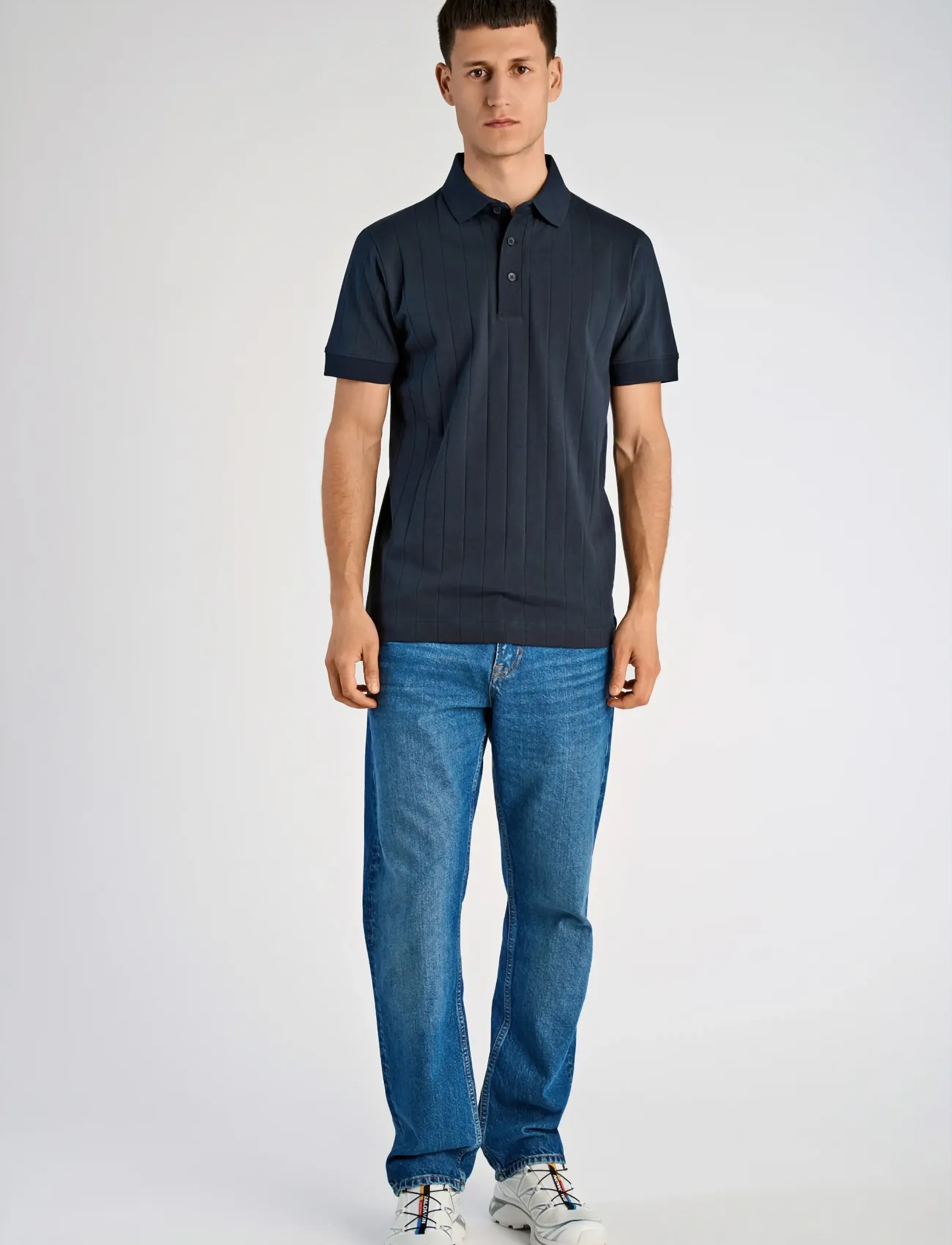 Lindbergh Needle drop polo S/S - Lindbergh - NAVY / navy