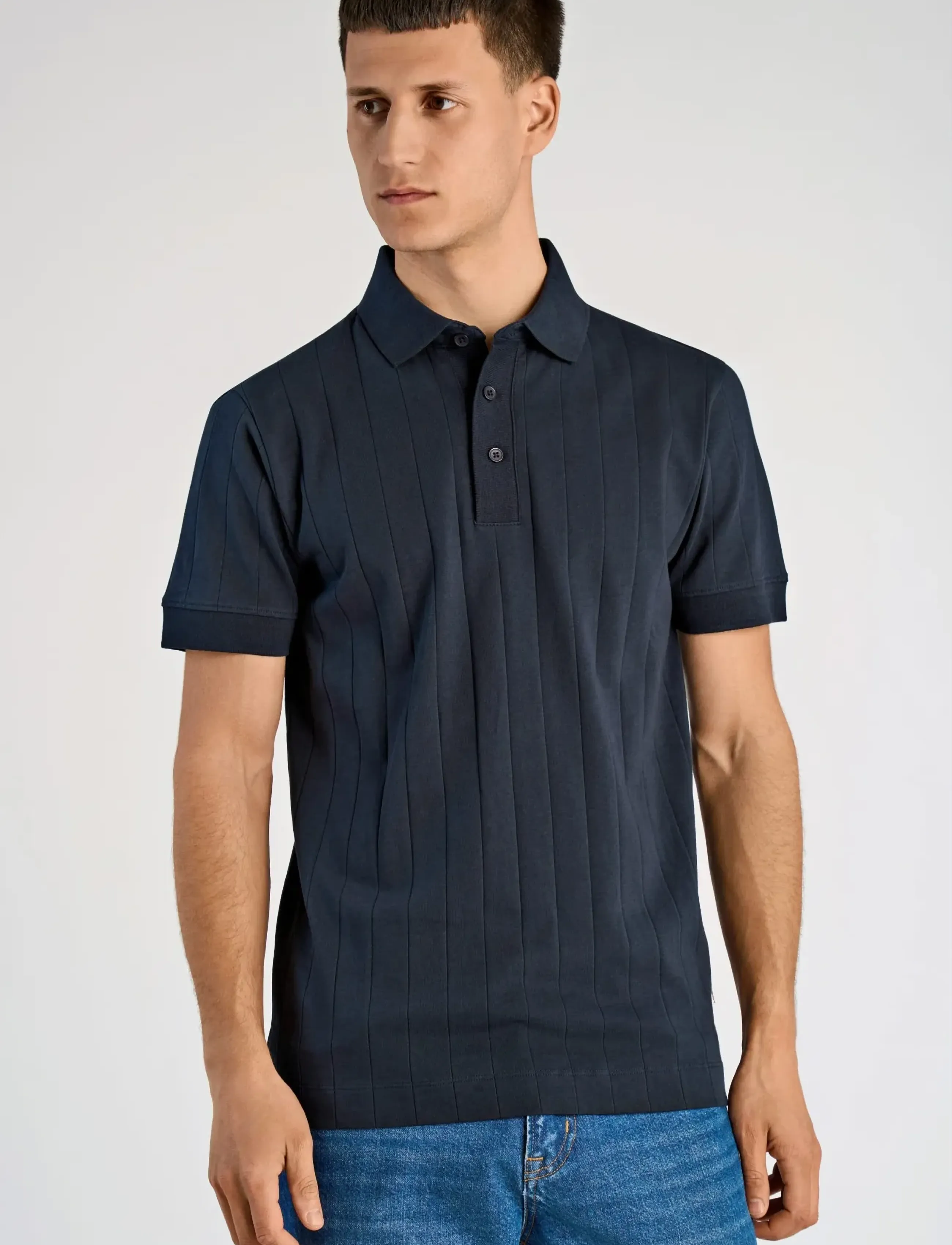 Lindbergh - Needle drop polo S/S - kortærmede poloer - navy - 3