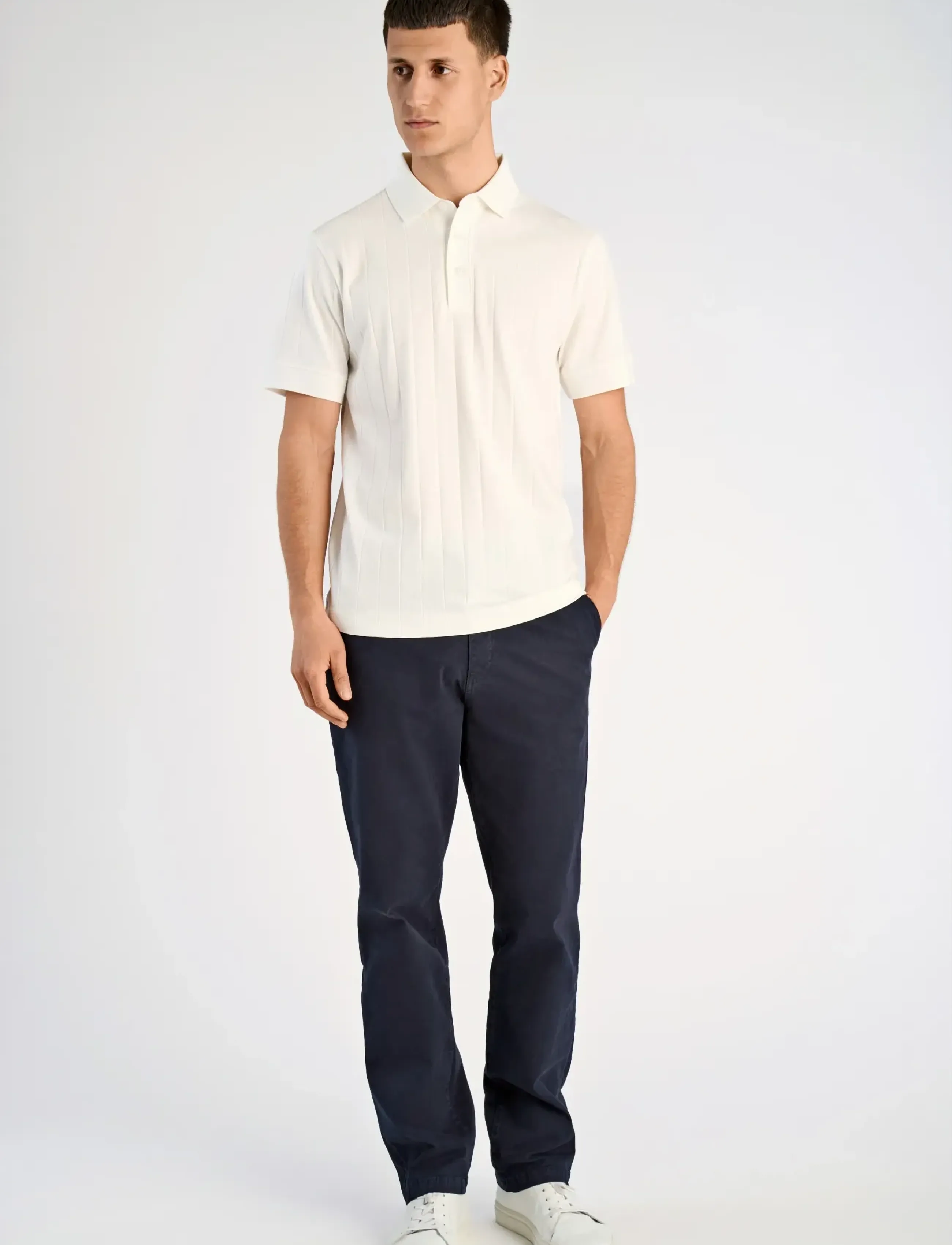 Lindbergh Needle drop polo S/S - Poloer - OFF WHITE / white