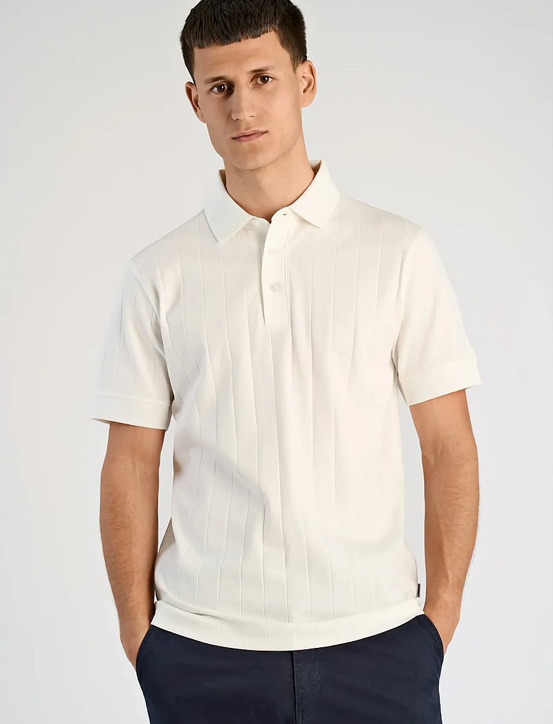 Lindbergh - Needle drop polo S/S - kortærmede poloer - off white - 3