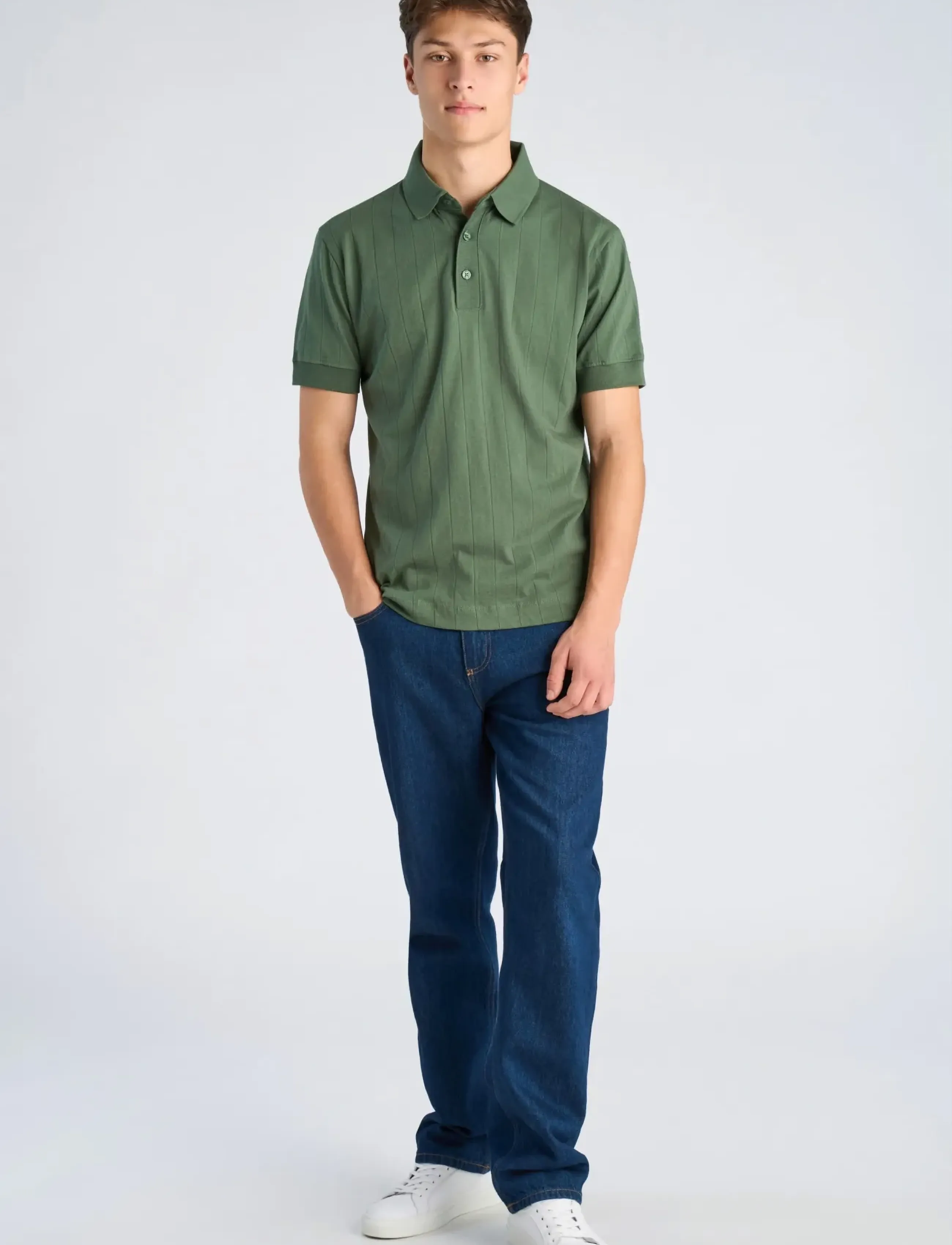 Lindbergh - Needle drop polo S/S - short-sleeved polos - pine green - 3