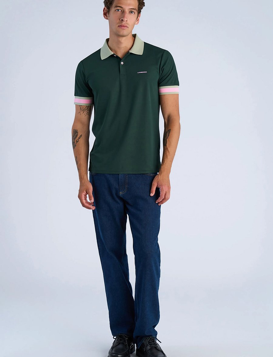 Lindbergh - Functional polo pique S/S - short-sleeved polos - army - 0