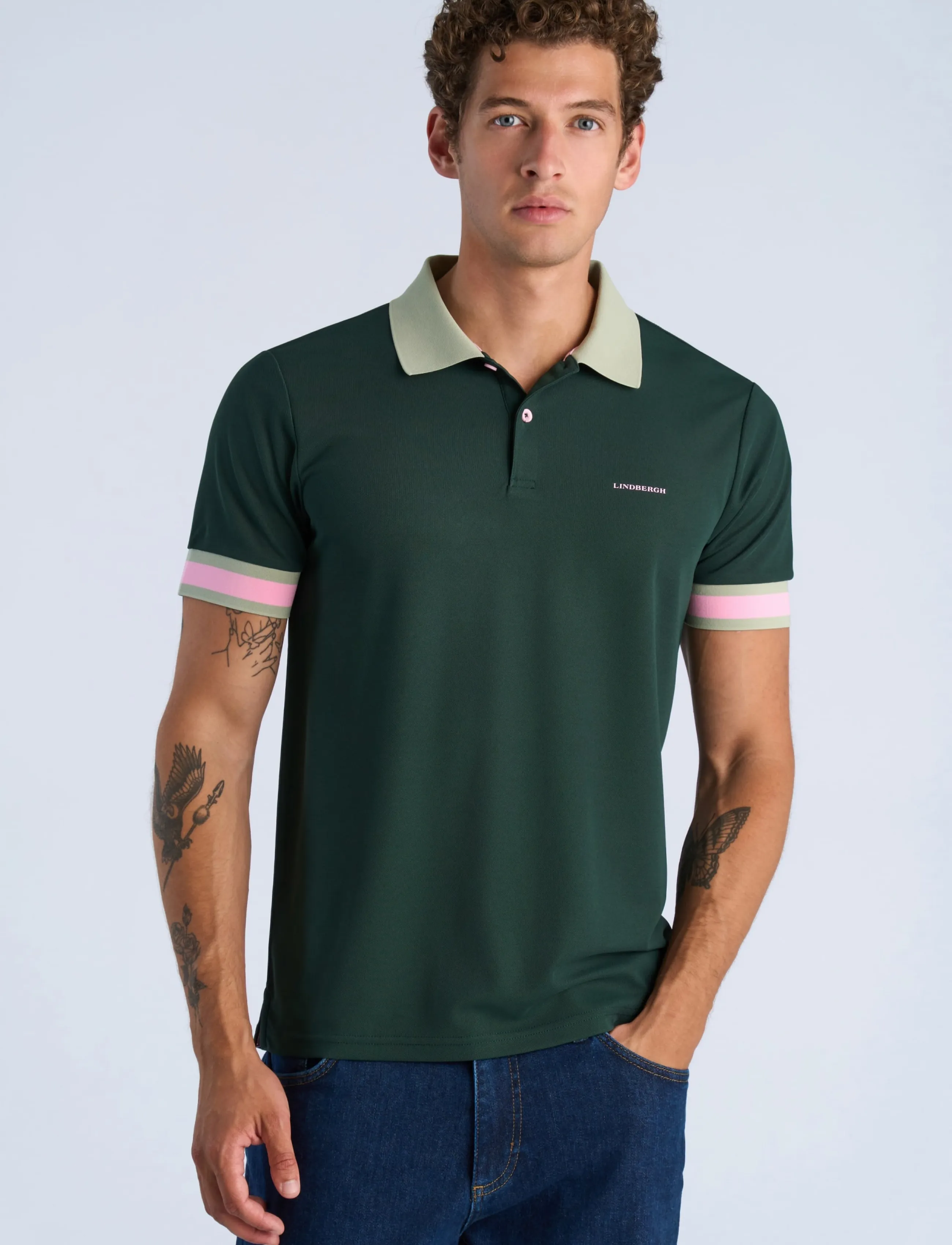 Lindbergh - Functional polo pique S/S - short-sleeved polos - army - 3
