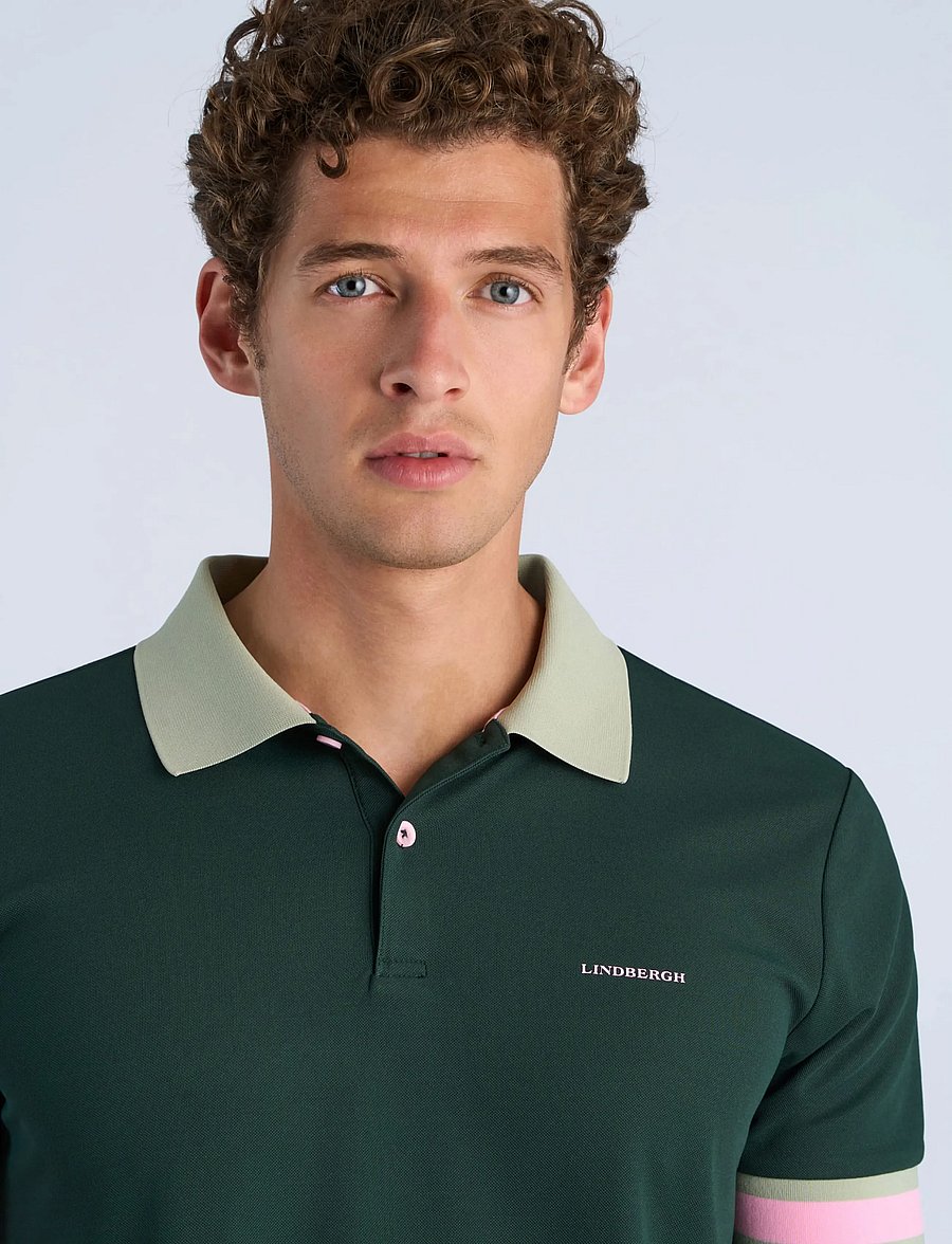 Lindbergh - Functional polo pique S/S - short-sleeved polos - army - 5