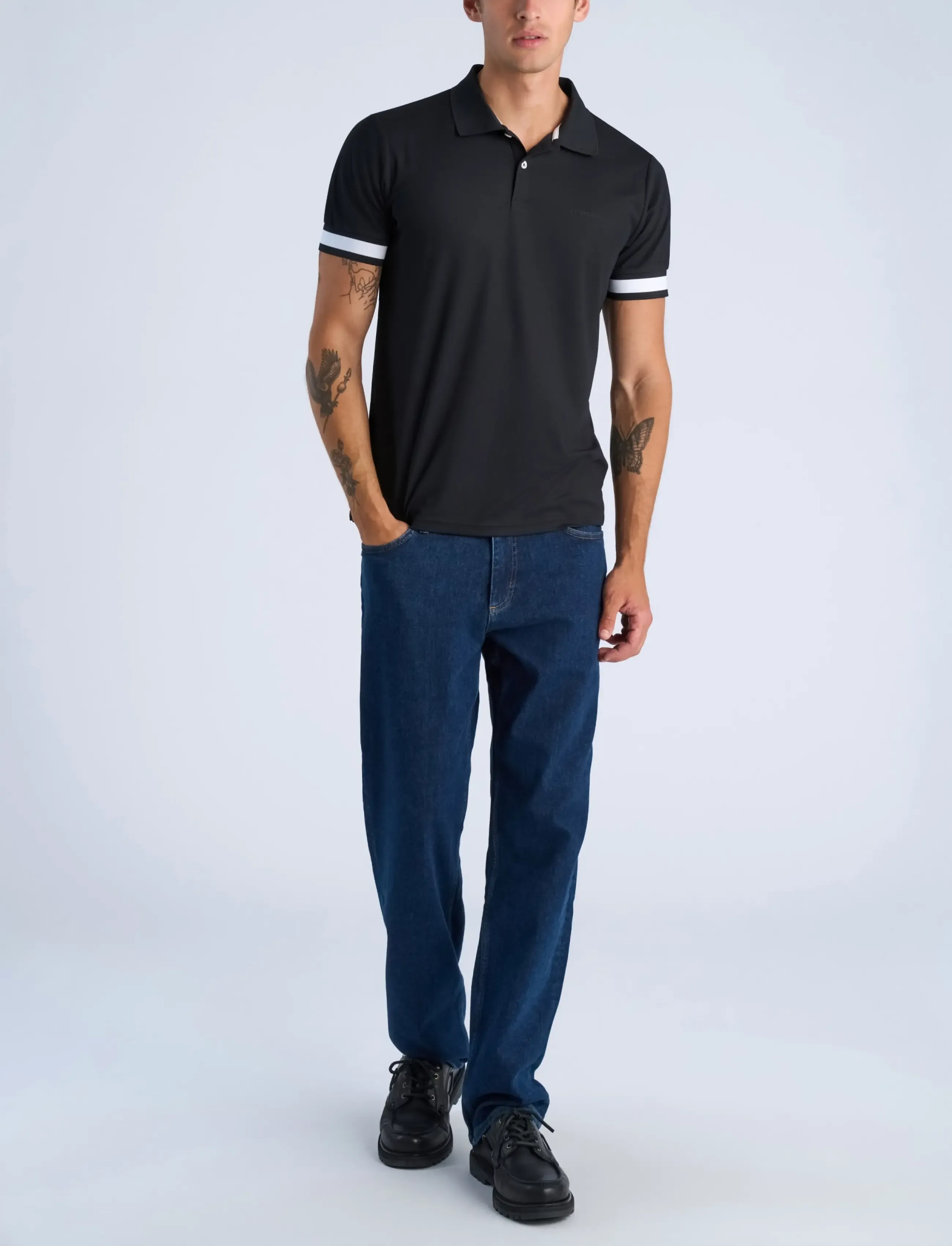 Lindbergh Functional polo pique S/S - Polosärgid - BLACK / black