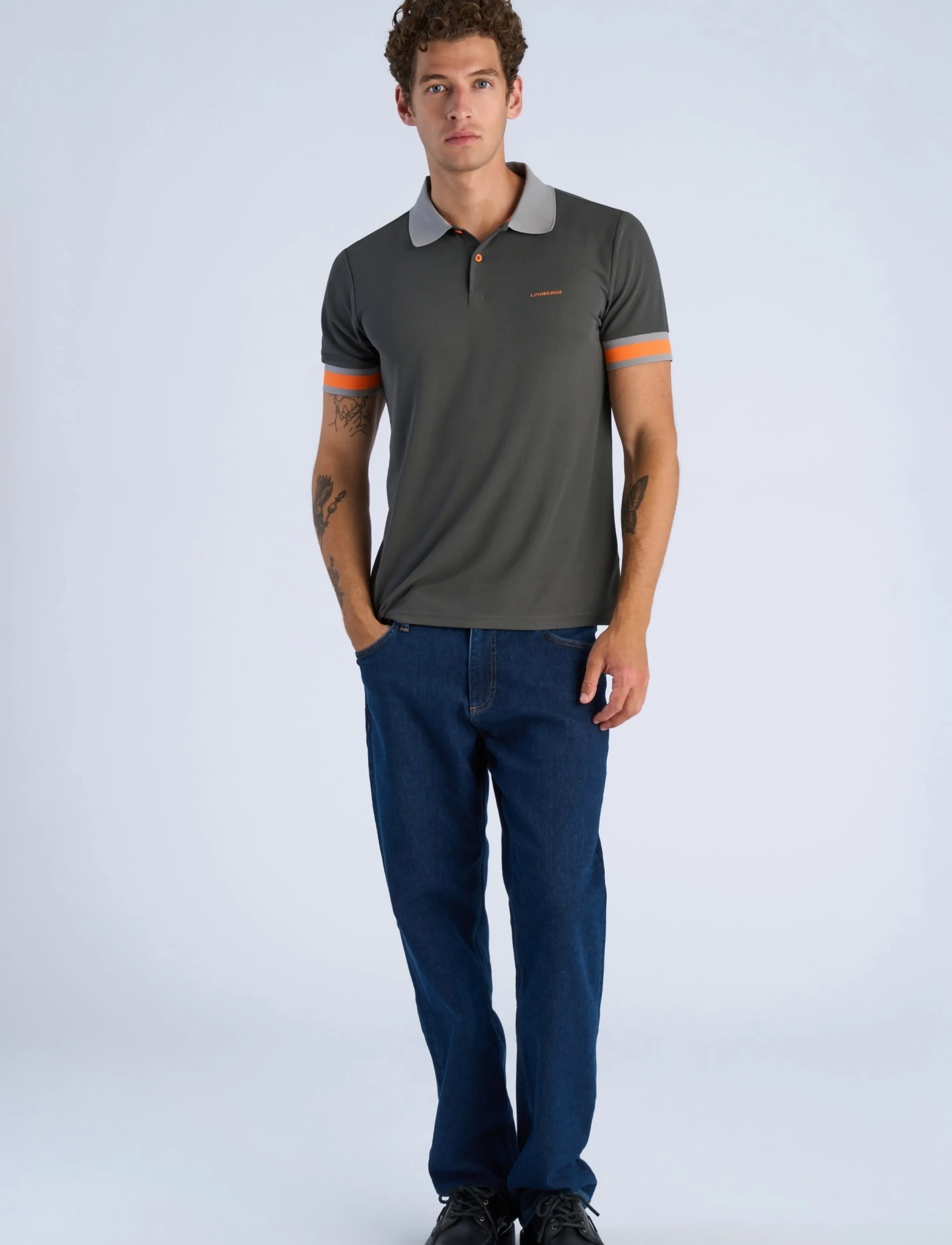 Lindbergh Functional polo pique S/S - Clothing - CHARCOAL / grey