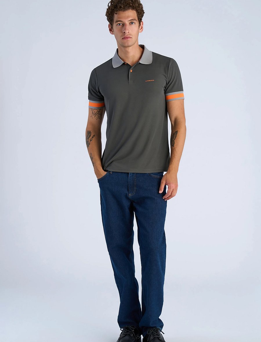 Lindbergh - Functional polo pique S/S - short-sleeved polos - charcoal - 0