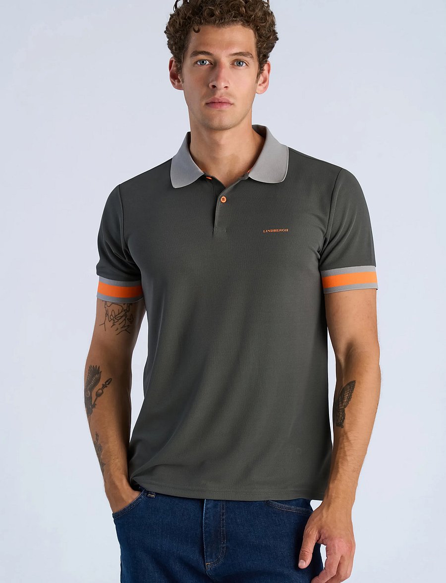 Lindbergh - Functional polo pique S/S - short-sleeved polos - charcoal - 3