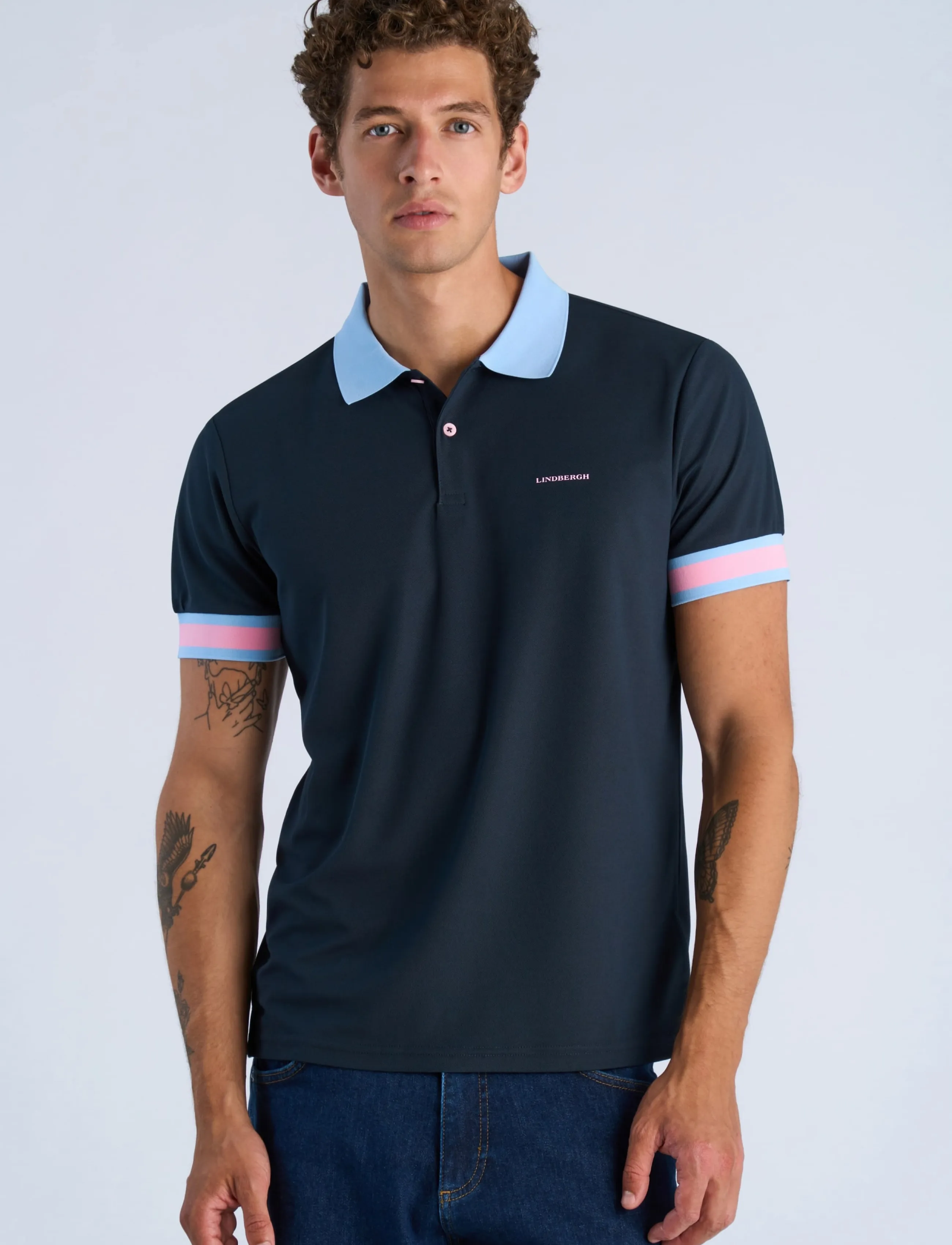 Lindbergh - Functional polo pique S/S - kortärmade pikéer - navy - 3