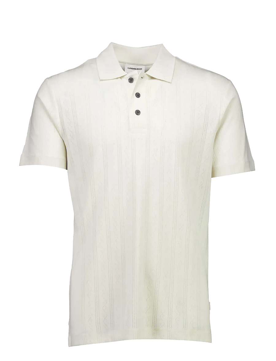Lindbergh - Jacquard polo S/S - gestrickte polohemden - ivory - 1