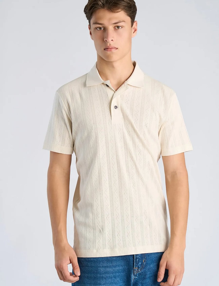 Lindbergh - Jacquard polo S/S - gestrickte polohemden - ivory - 3