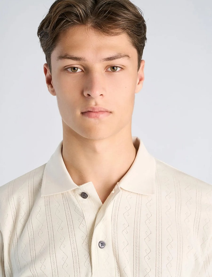 Lindbergh - Jacquard polo S/S - gestrickte polohemden - ivory - 5