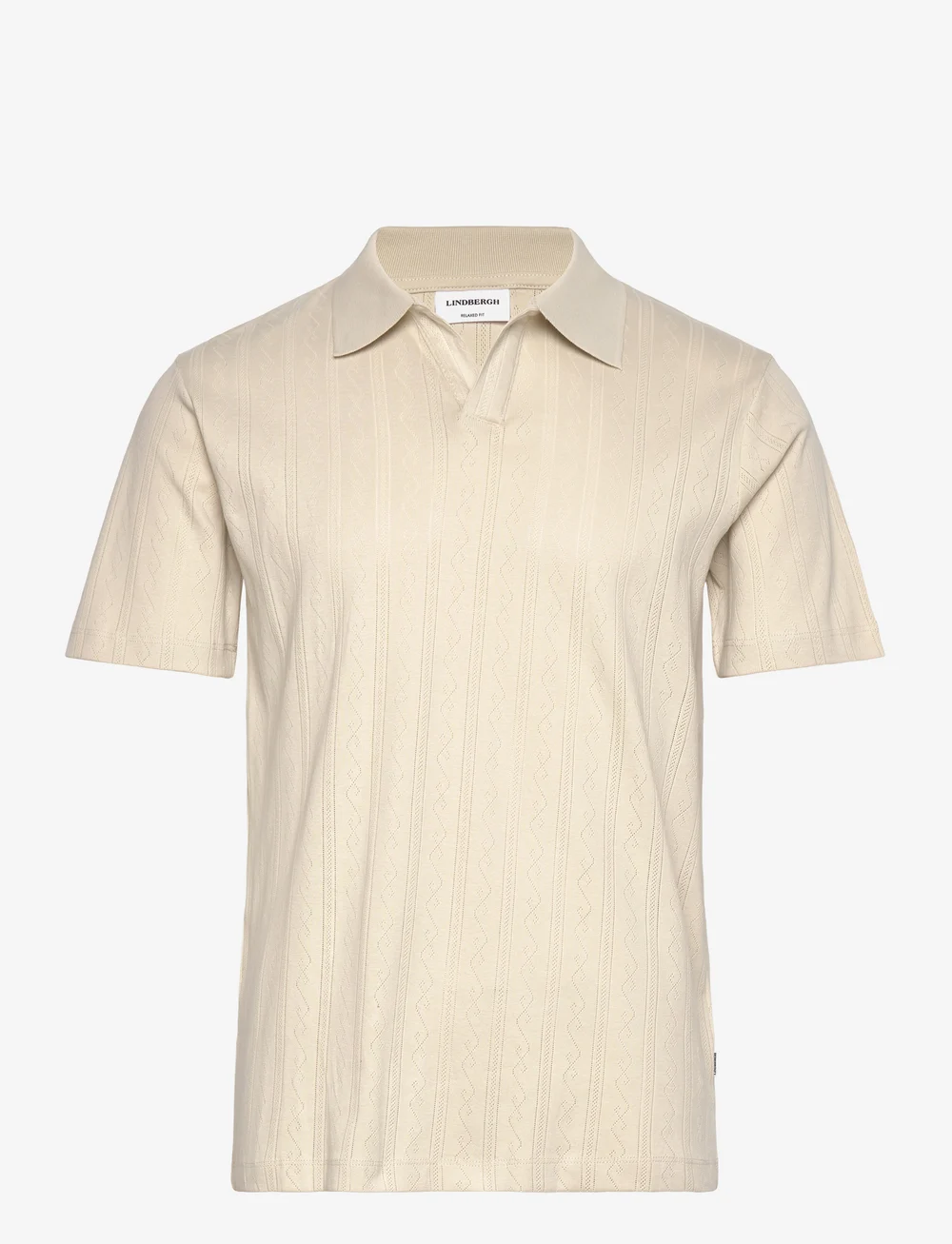 Lindbergh - Jacquard v-neck polo S/S - neulotut poolot - lt stone - 0
