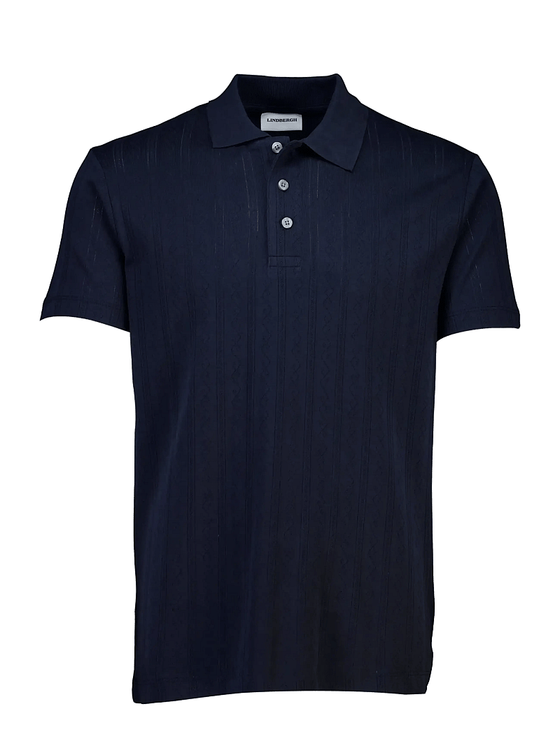 Lindbergh - Jacquard polo S/S - gestrickte polohemden - navy - 1