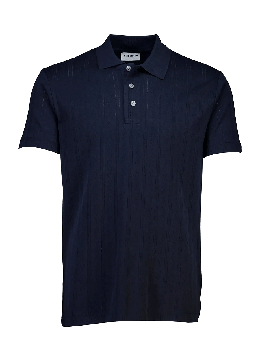 Lindbergh - Jacquard polo S/S - gestrickte polohemden - navy - 1