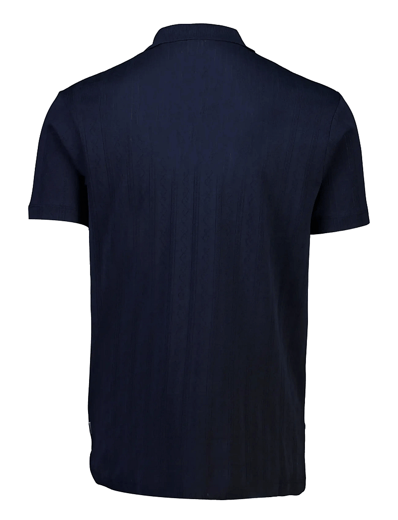 Lindbergh - Jacquard polo S/S - gestrickte polohemden - navy - 2
