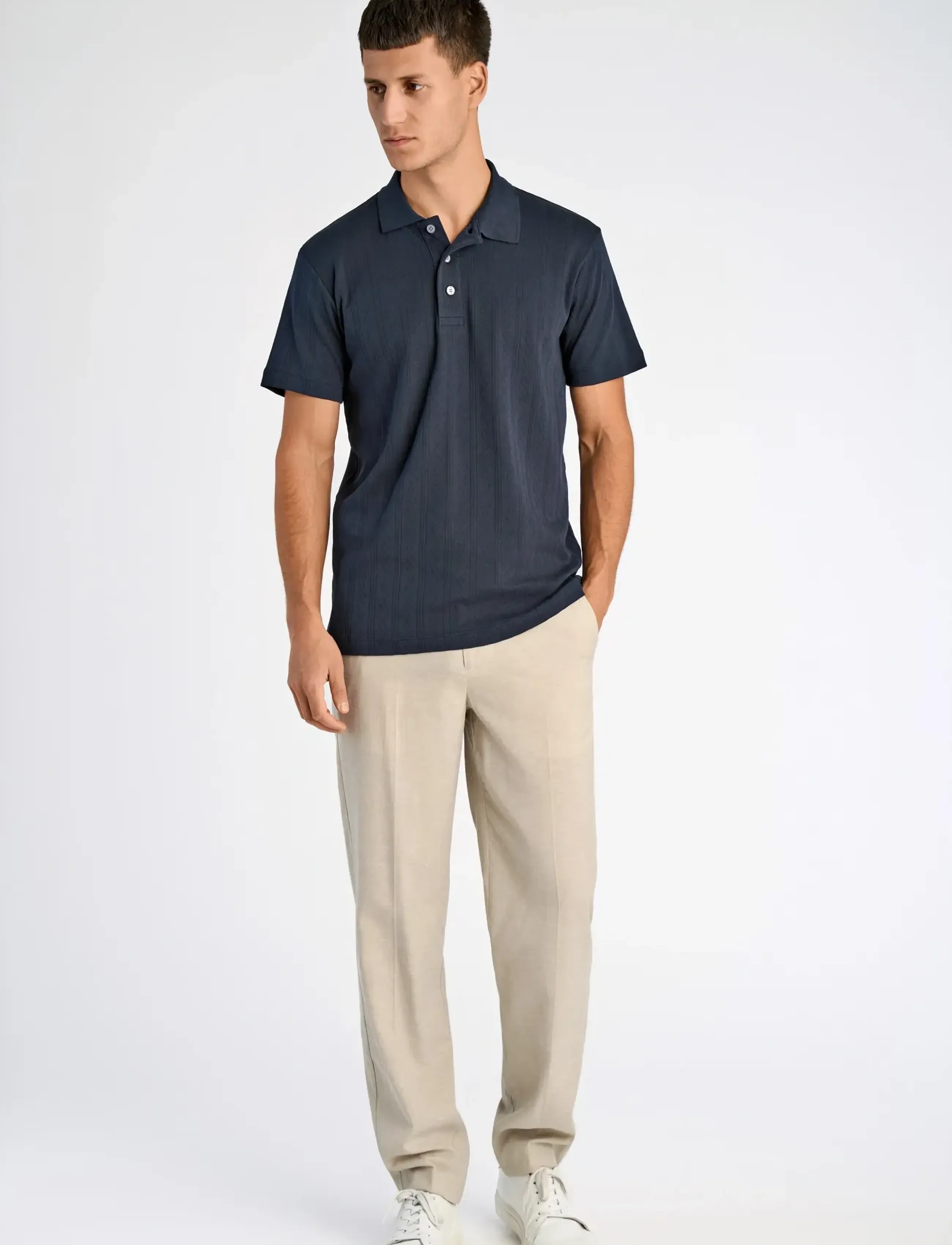 Lindbergh Jacquard polo S/S - Vacation essentials - NAVY / navy