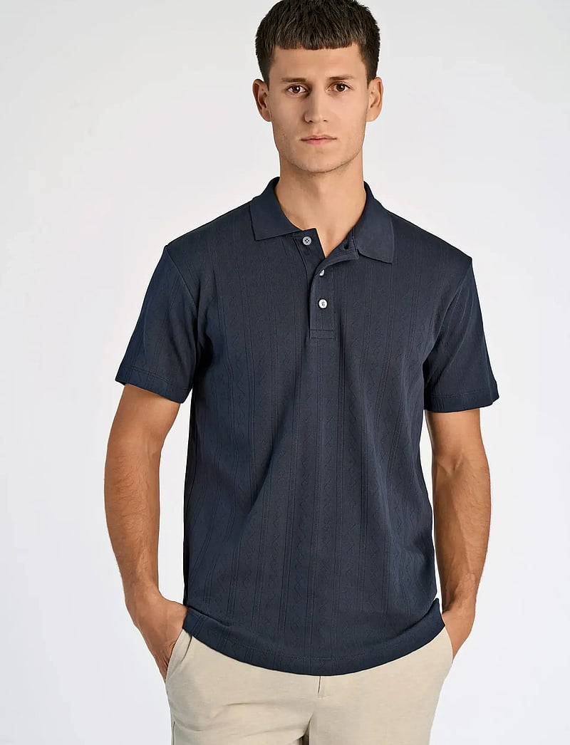 Lindbergh - Jacquard polo S/S - gestrickte polohemden - navy - 3