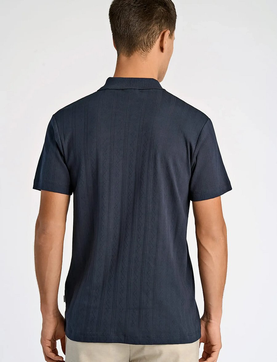 Lindbergh - Jacquard polo S/S - gestrickte polohemden - navy - 4