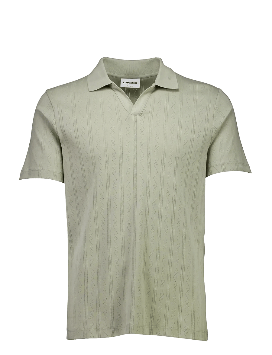 Lindbergh - Jacquard v-neck polo S/S - kurzärmelig - dusty olive - 1