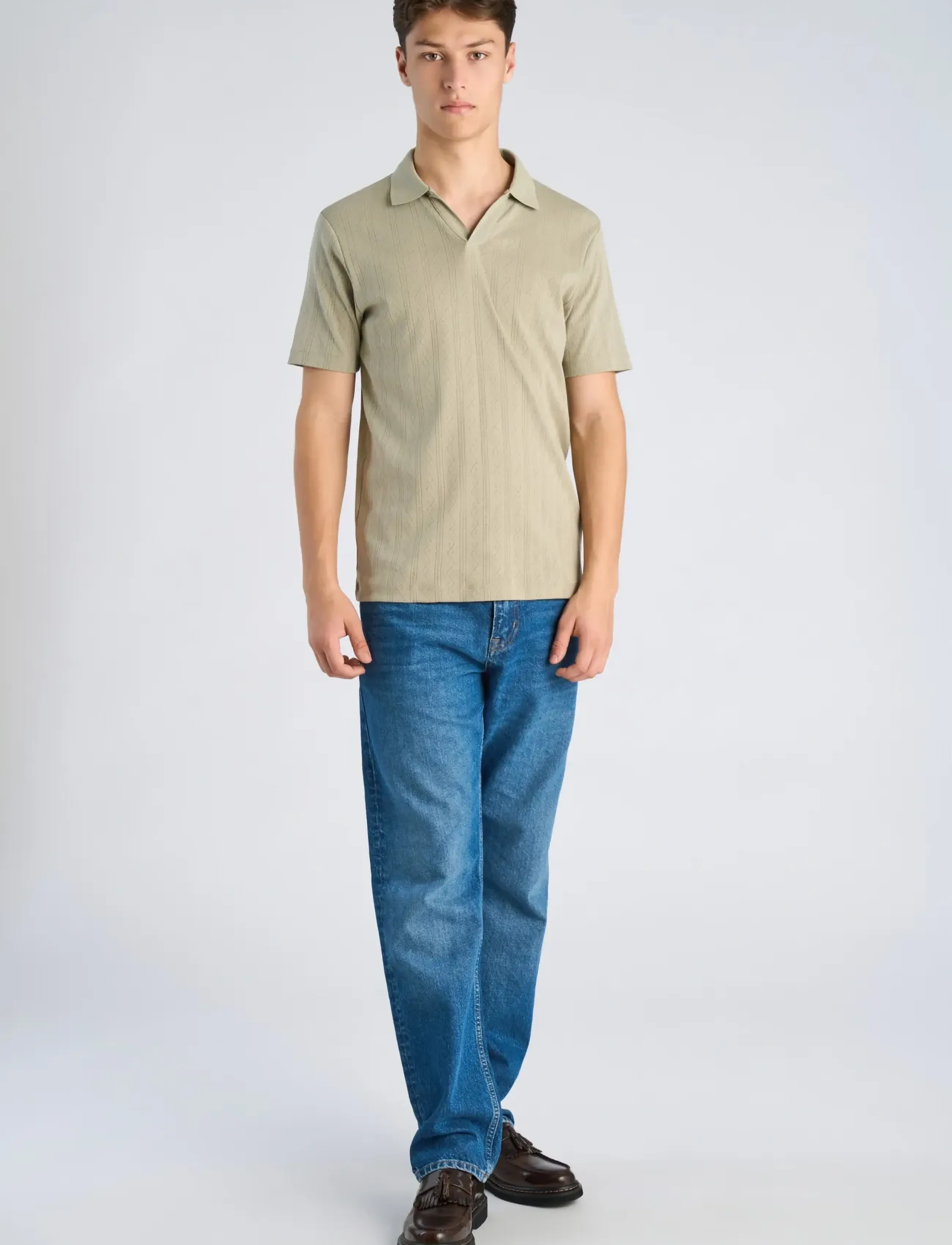 Jacquard V-Neck Polo S/S