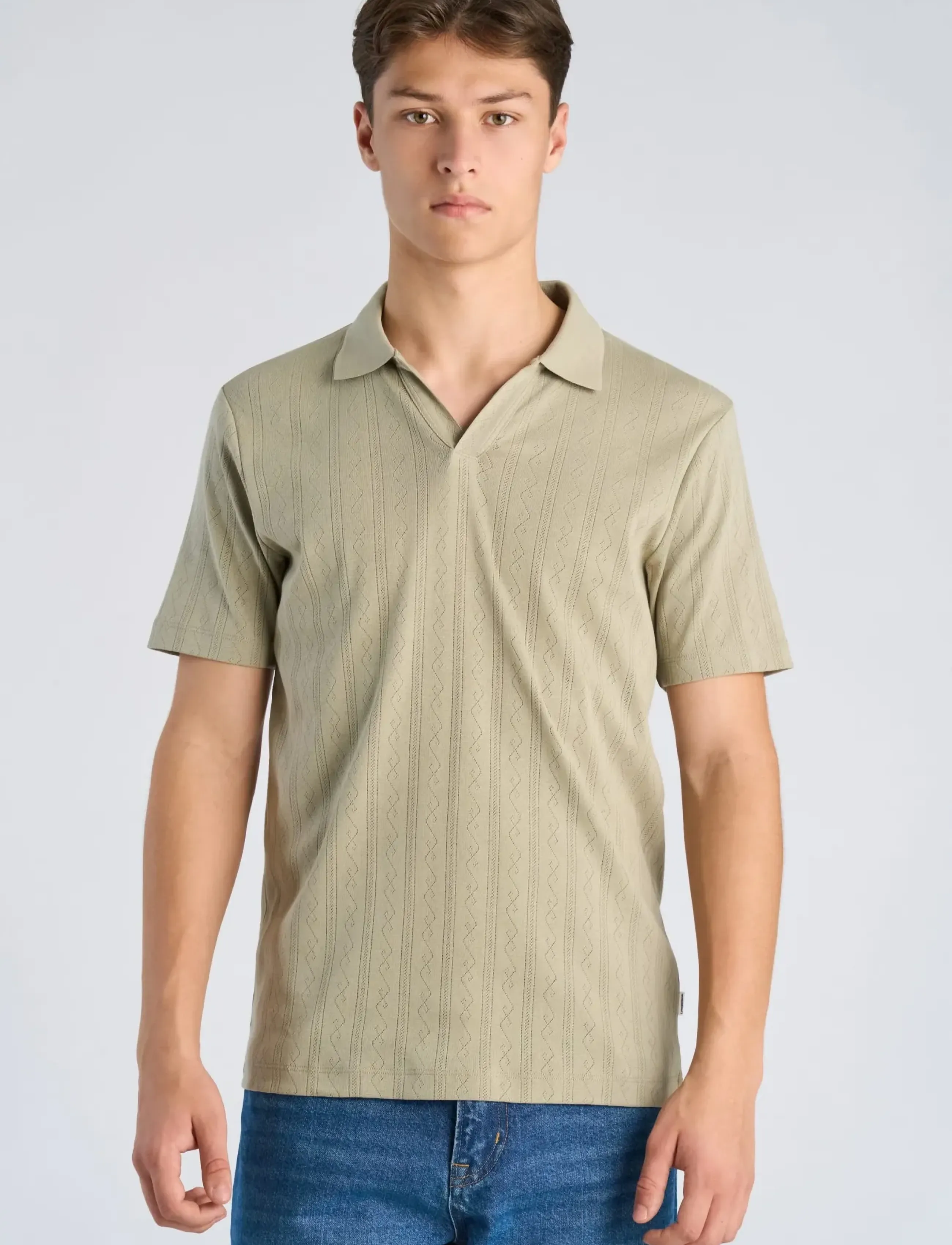 Jacquard V-Neck Polo S/S 2