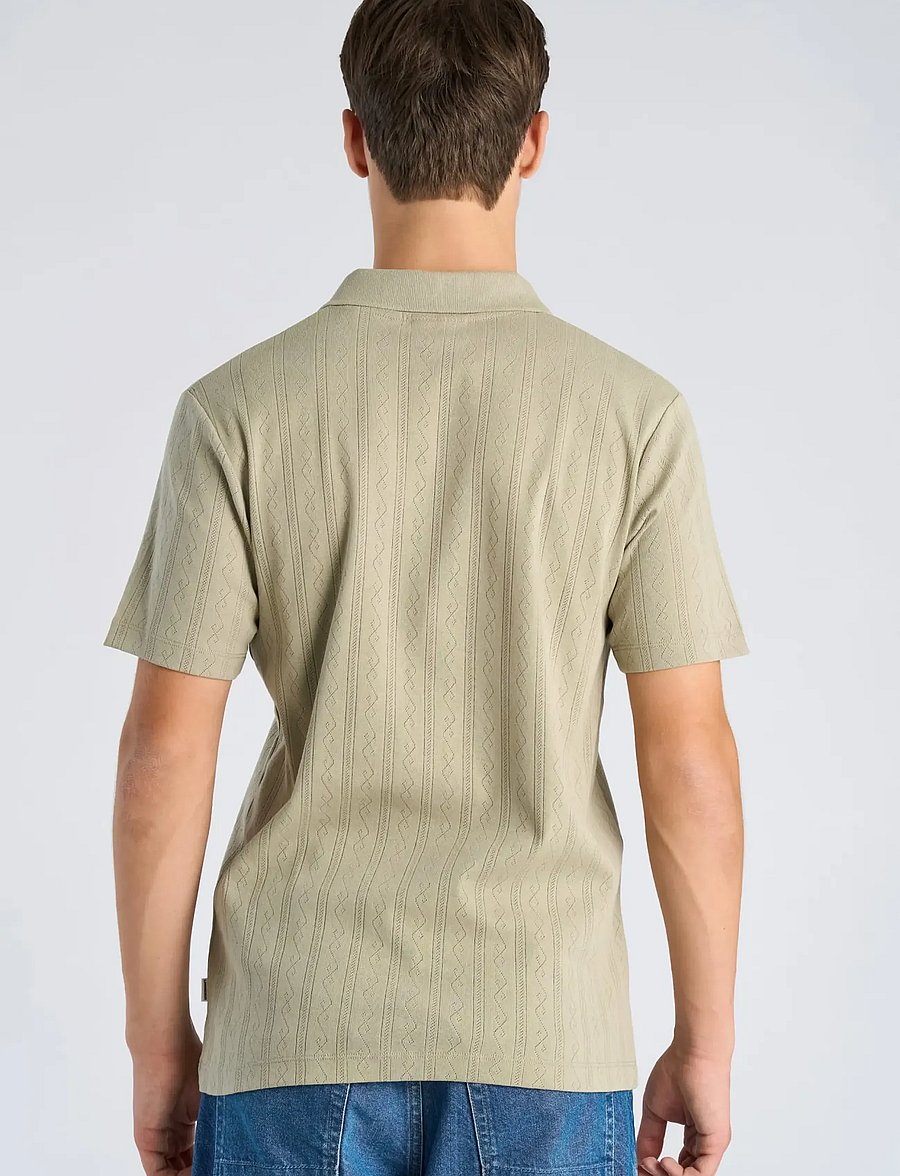 Lindbergh - Jacquard v-neck polo S/S - kurzärmelig - dusty olive - 4