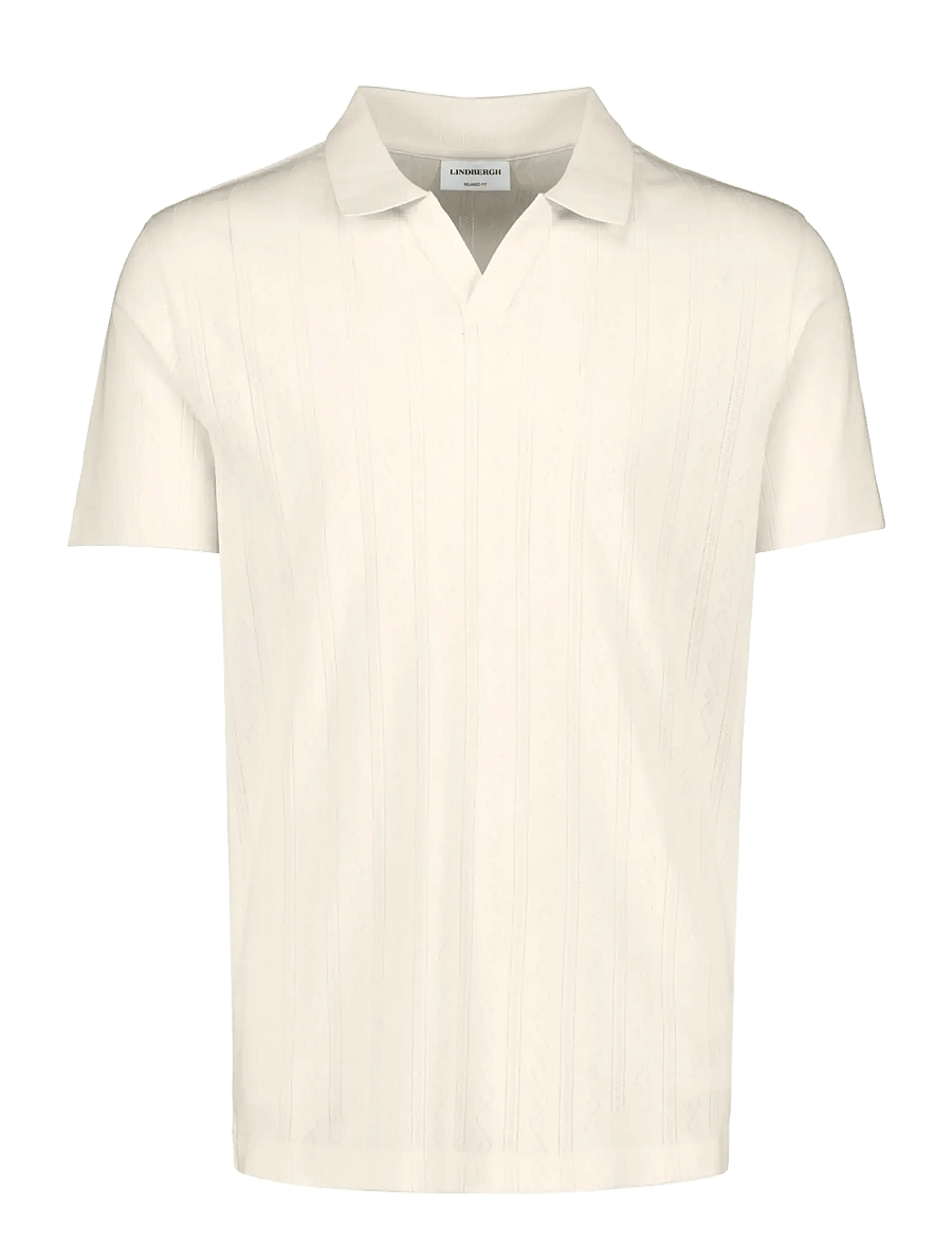 Lindbergh - Jacquard v-neck polo S/S - lühikeste varrukatega polod - ivory - 1