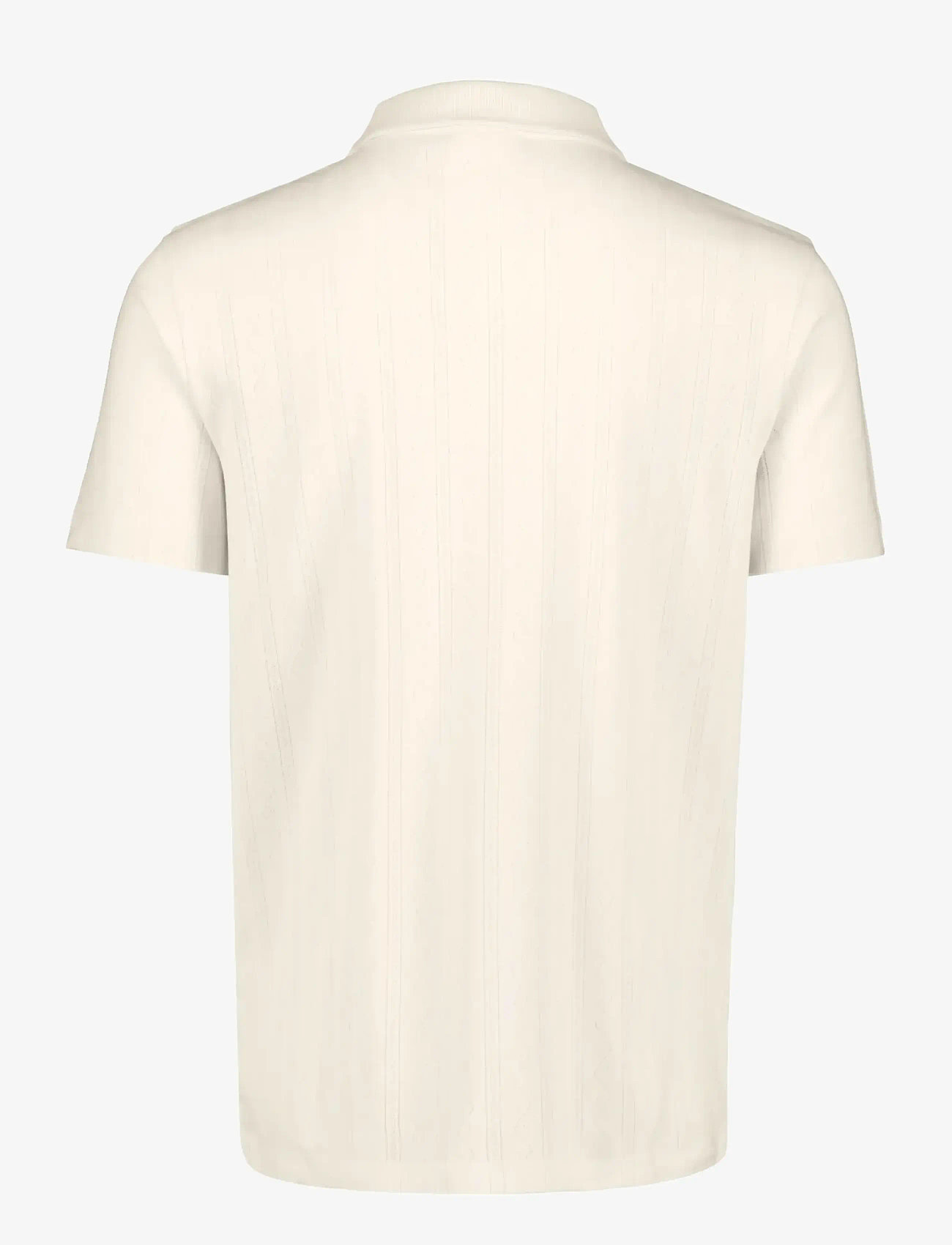 Lindbergh - Jacquard v-neck polo S/S - kortærmede poloer - ivory - 2