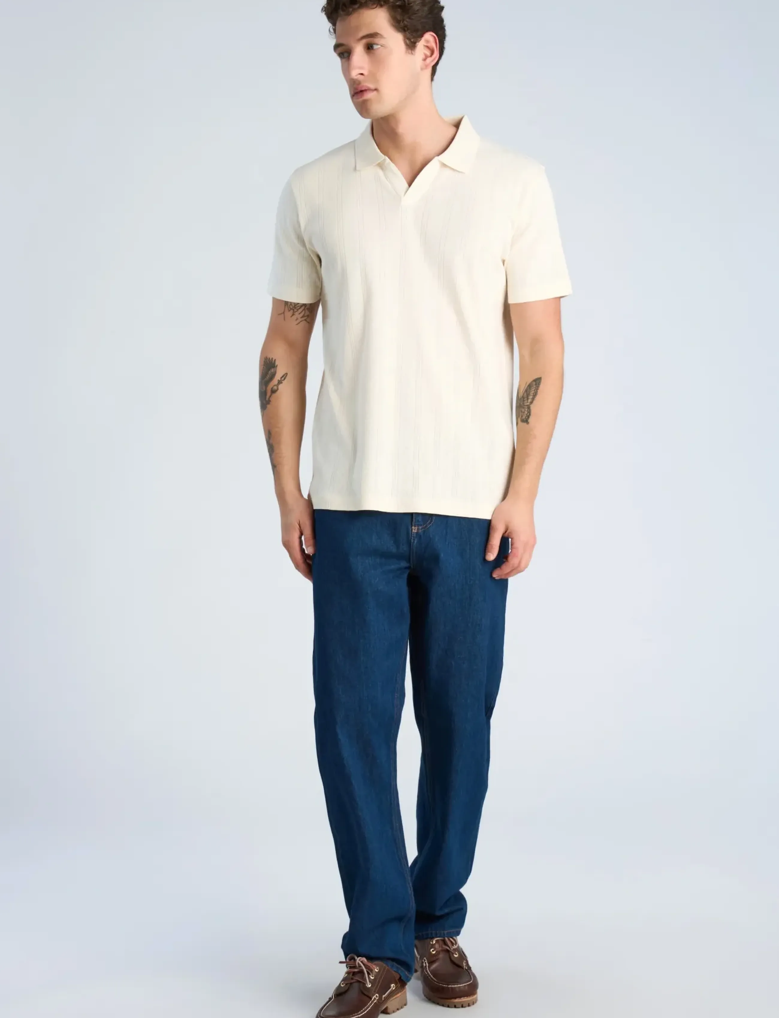 Jacquard V-Neck Polo S/S