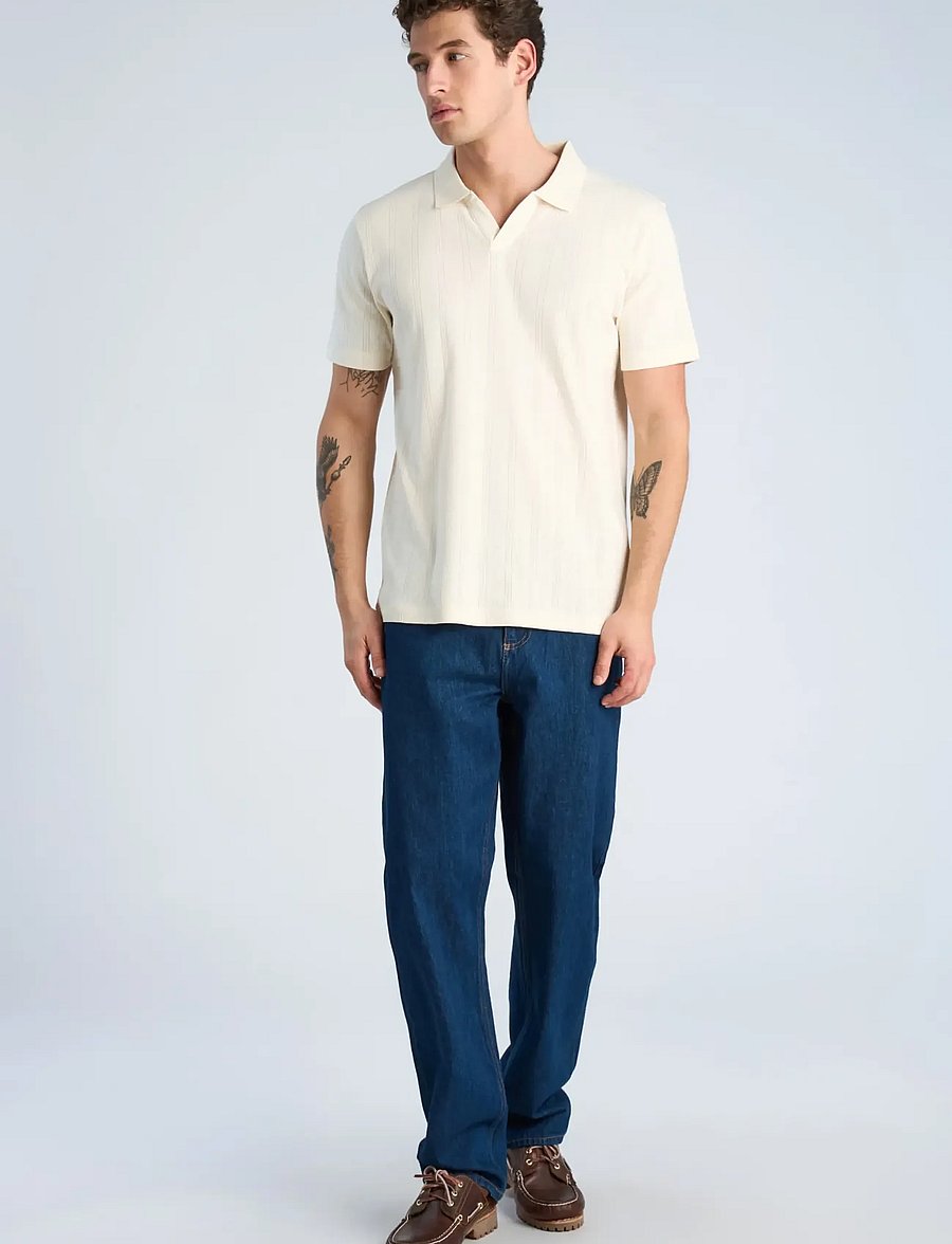 Lindbergh - Jacquard v-neck polo S/S - lühikeste varrukatega polod - ivory - 0