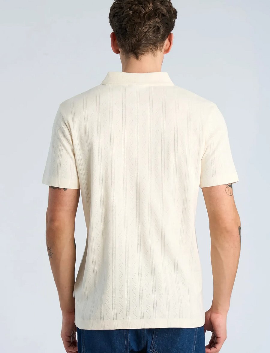 Lindbergh - Jacquard v-neck polo S/S - lühikeste varrukatega polod - ivory - 4