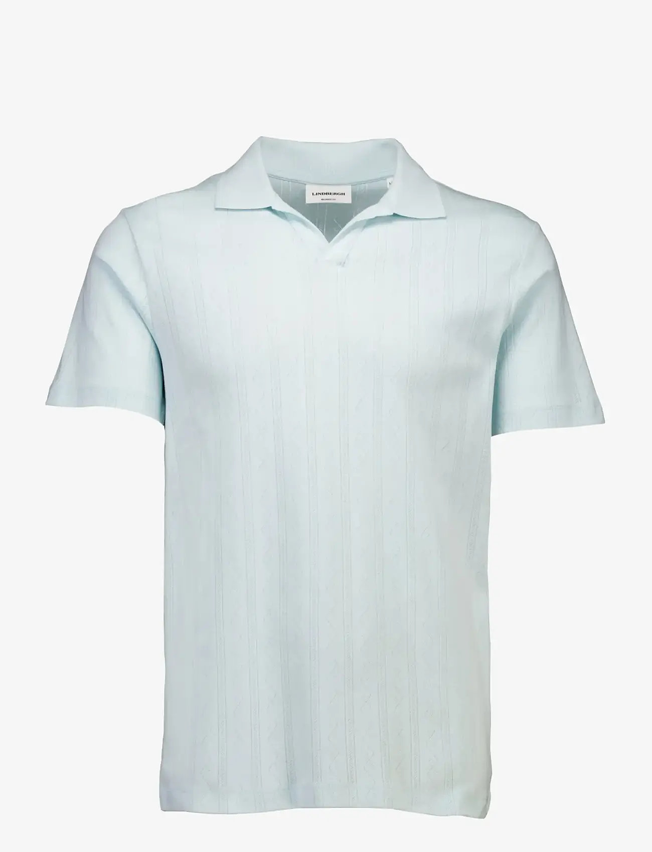 Lindbergh - Jacquard v-neck polo S/S - kortærmede poloer - lt blue - 1