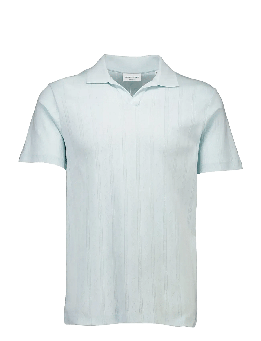 Lindbergh - Jacquard v-neck polo S/S - kortærmede poloer - lt blue - 1