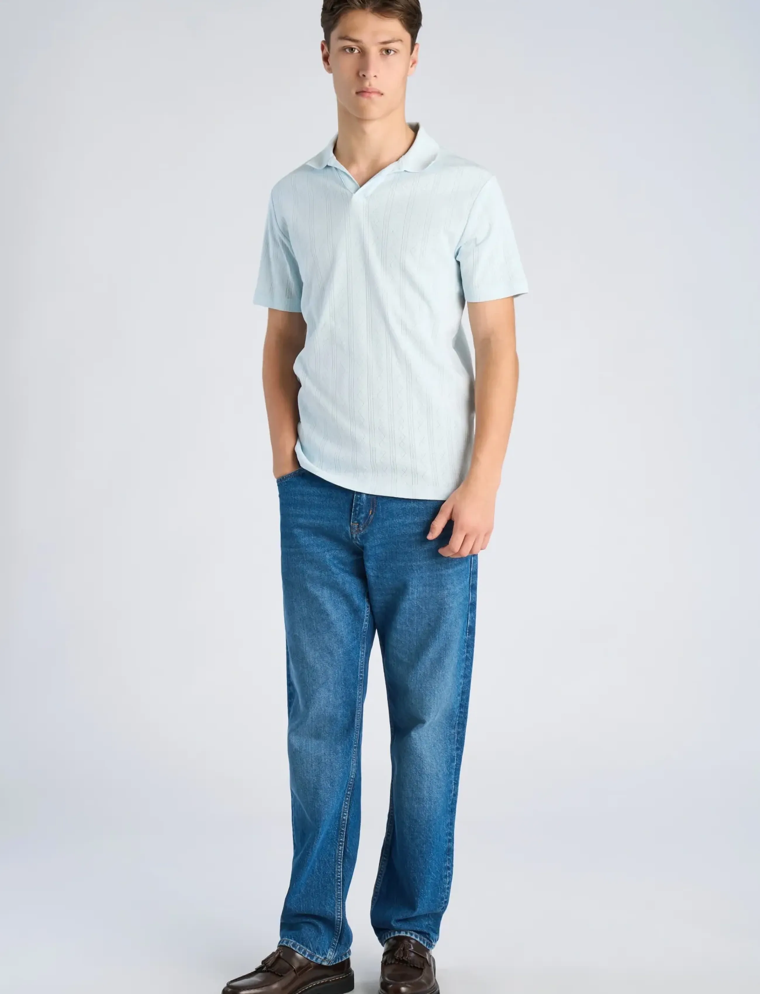 Jacquard V-Neck Polo S/S
