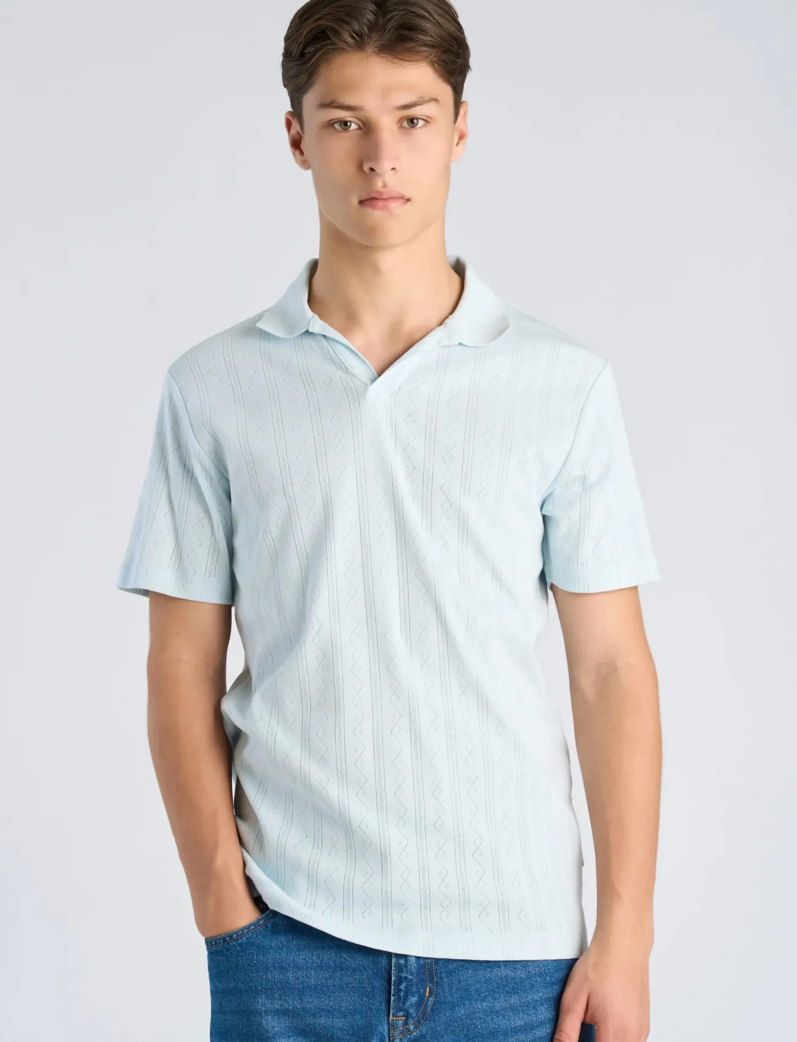 Jacquard V-Neck Polo S/S 2