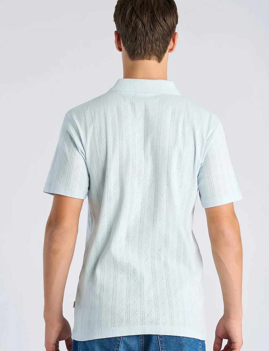 Lindbergh - Jacquard v-neck polo S/S - kortærmede poloer - lt blue - 4